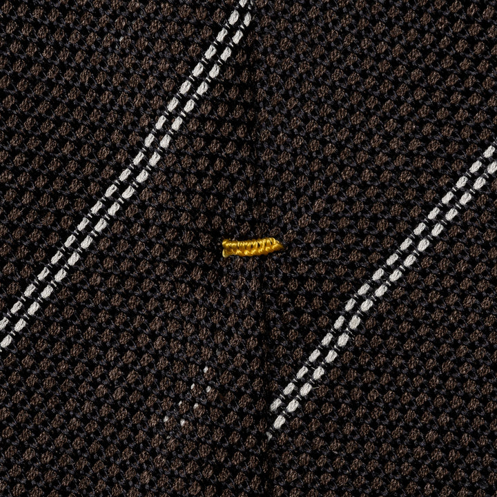 Brown Striped Grenadine Silk Tie - ETON