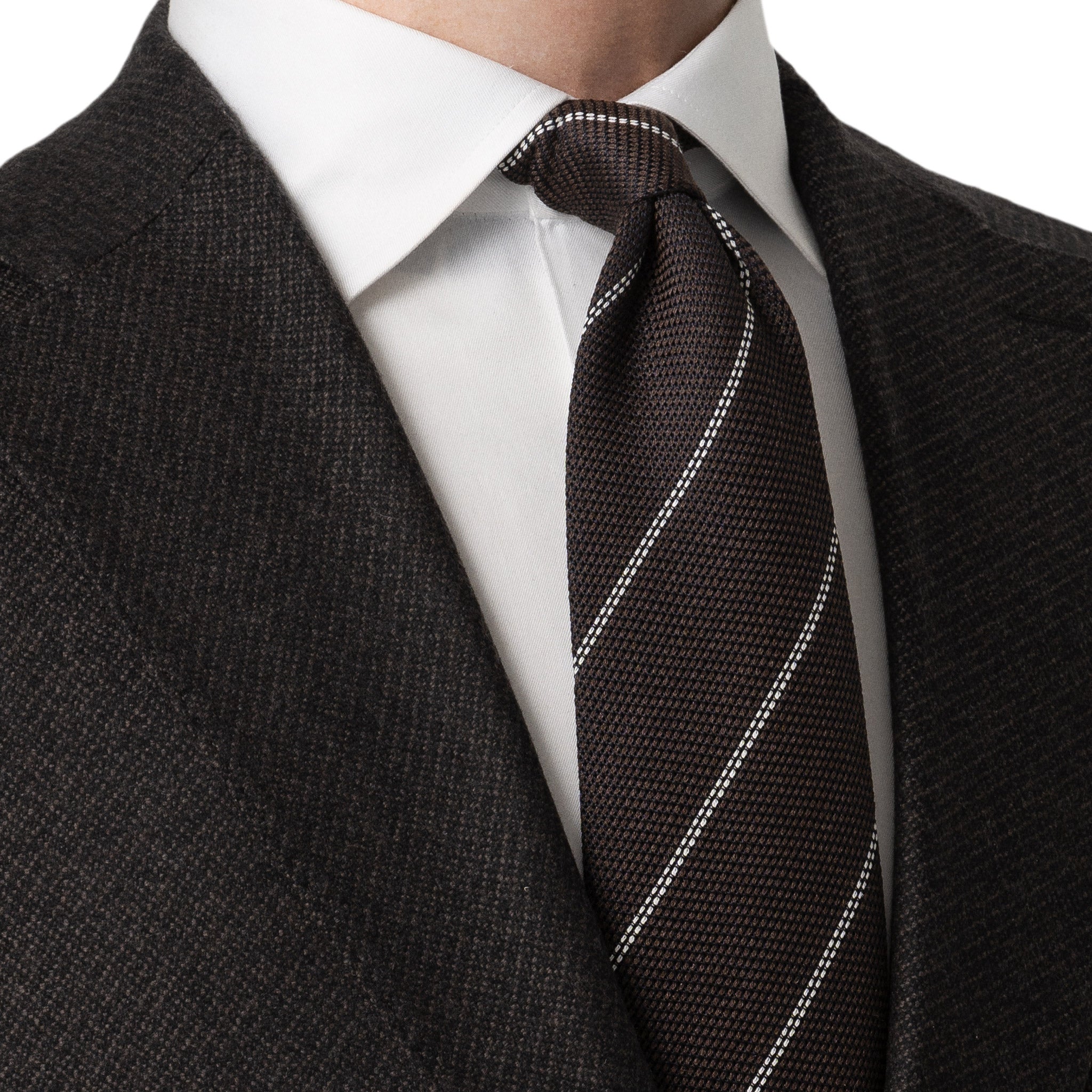 Brown Striped Grenadine Silk Tie - ETON