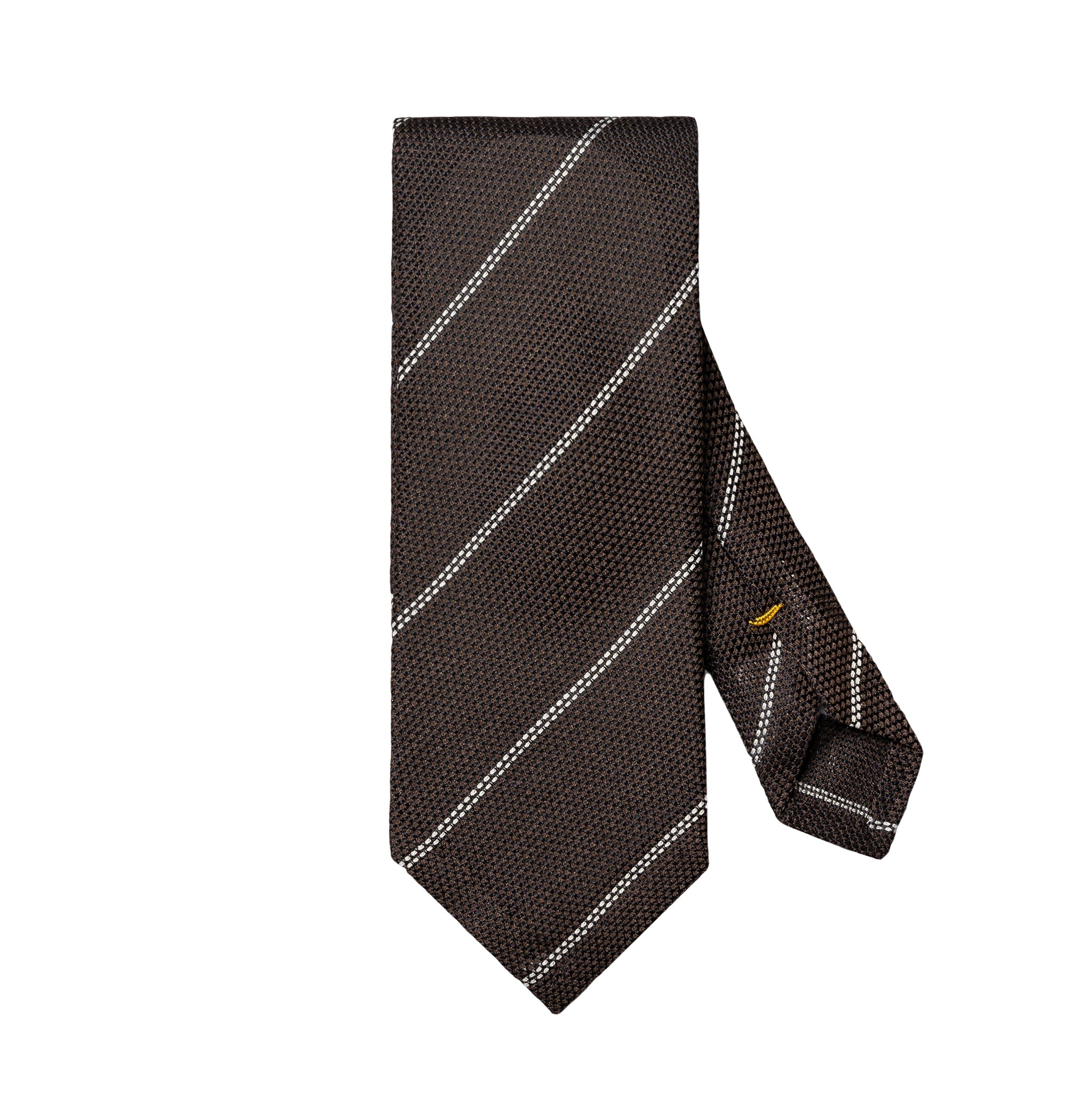 Brown Striped Grenadine Silk Tie - ETON