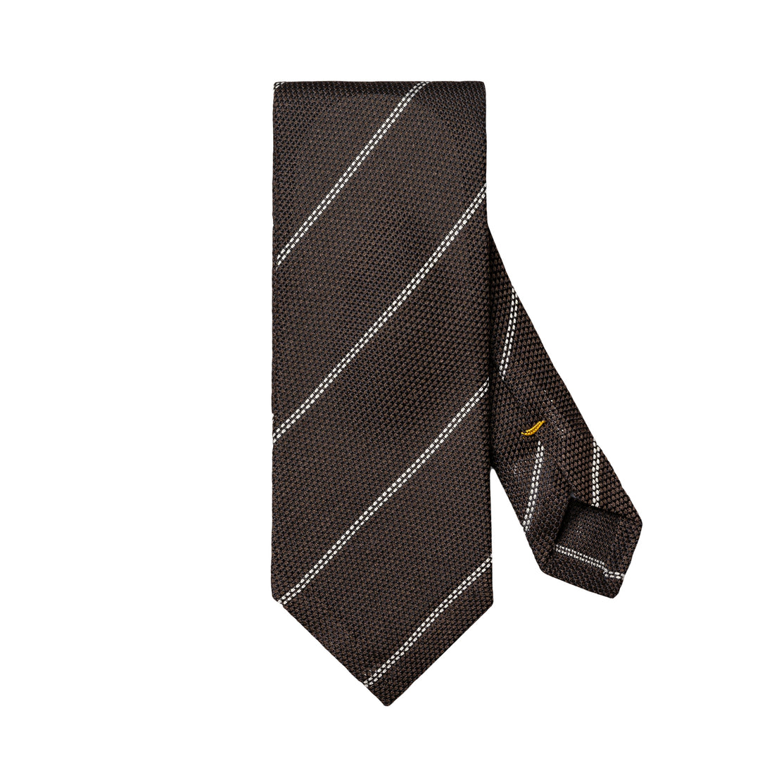 Brown Striped Grenadine Silk Tie - ETON