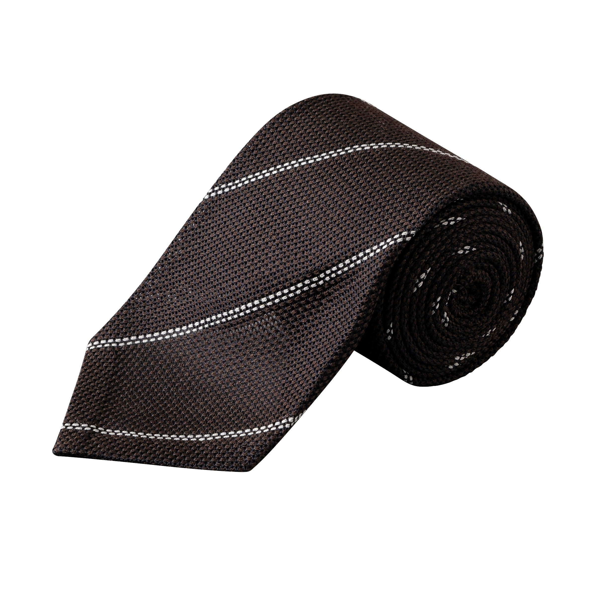 Brown Striped Grenadine Silk Tie - ETON