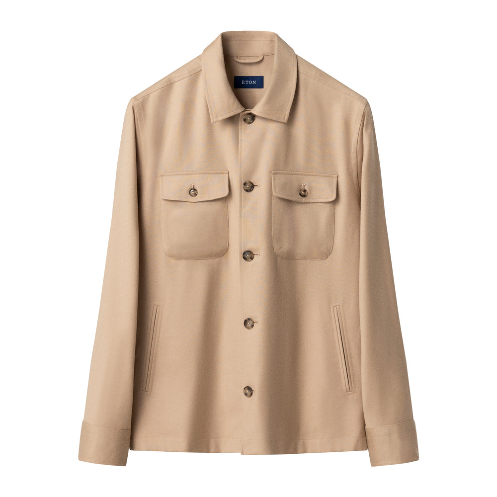 Beige Wool Four-Pocket Overshirt - ETON - Boutique Jacques International
