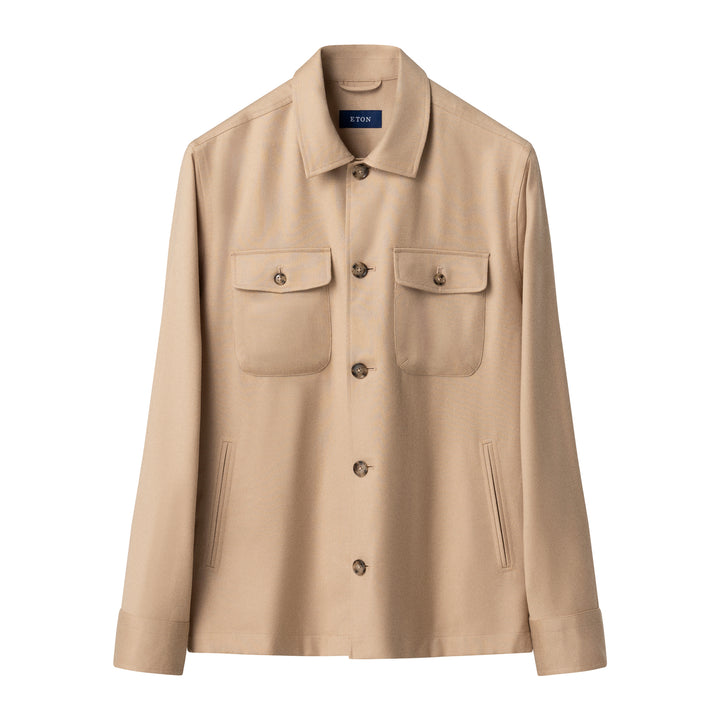 Beige Wool Four-Pocket Overshirt - ETON - Boutique Jacques International