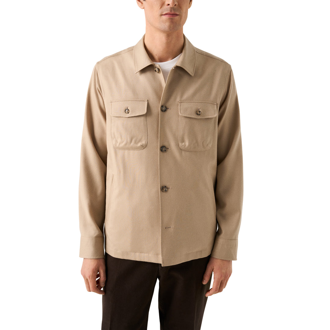 Beige Wool Four-Pocket Overshirt - ETON - Boutique Jacques International