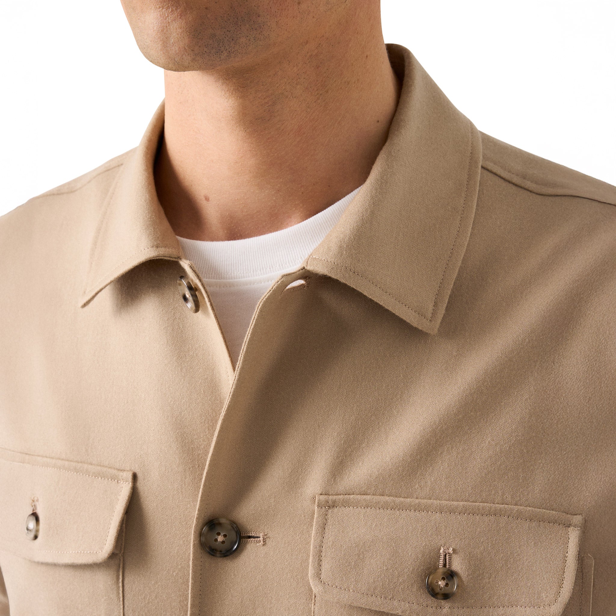 Beige Wool Four-Pocket Overshirt - ETON