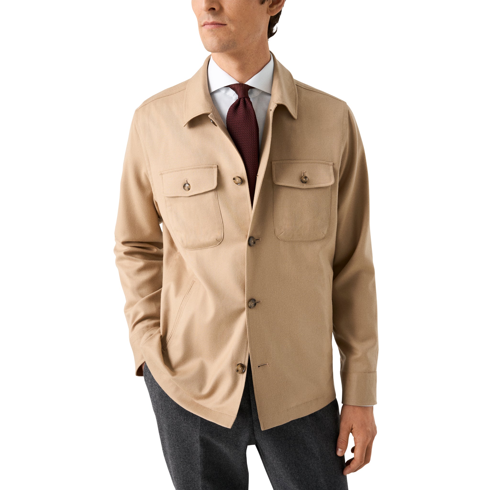 Beige Wool Four-Pocket Overshirt - ETON