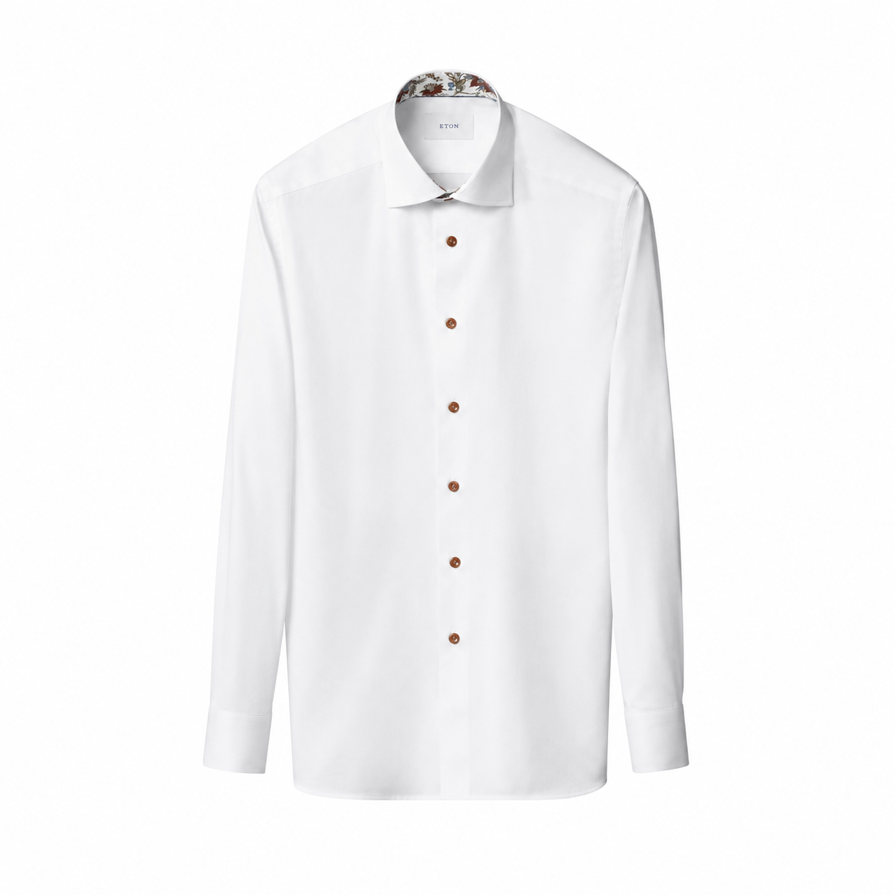 White Floral Effect Contrast Signature Twill Slim Fit Shirt - ETON
