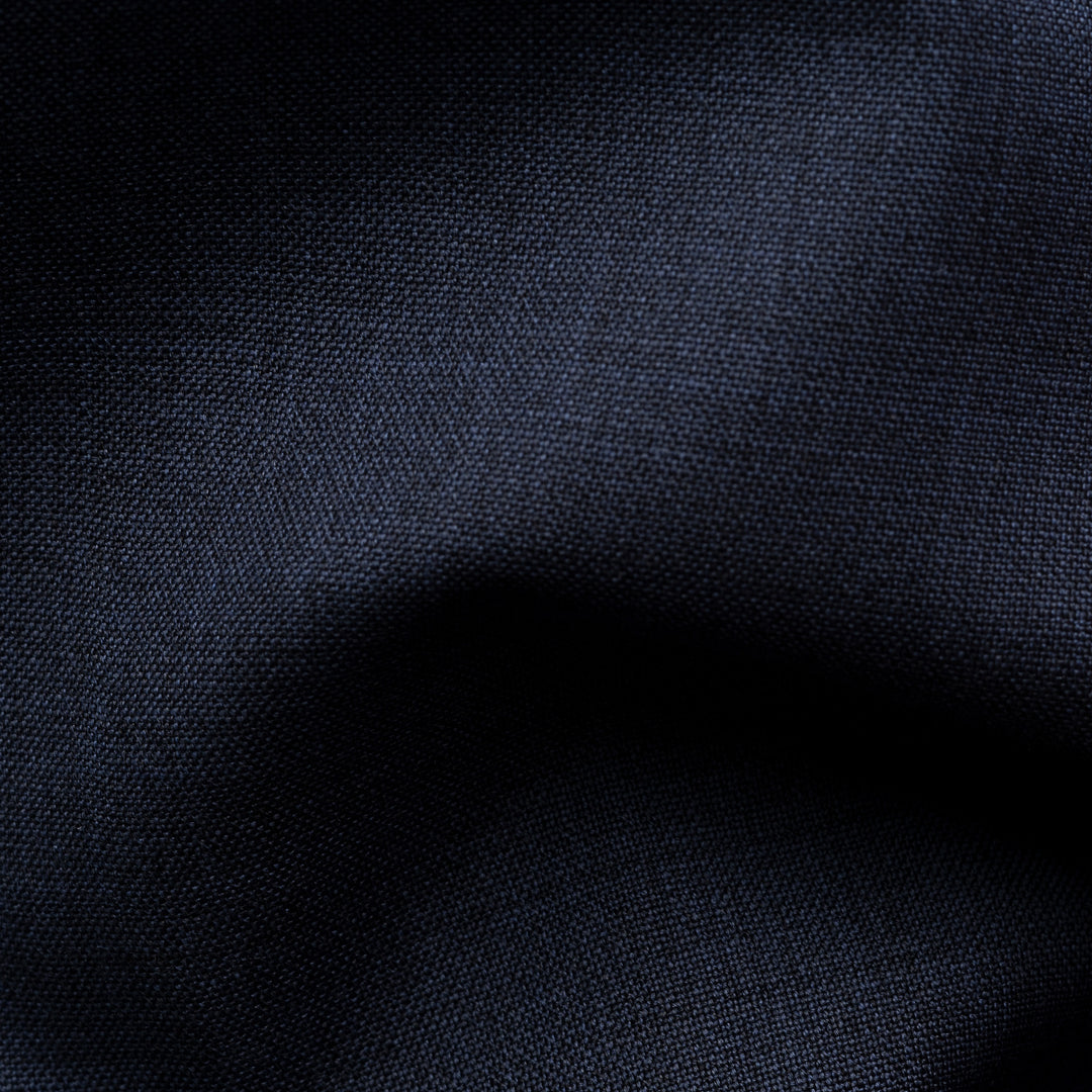 Navy Blue Solid Elevated Merino Wool Slim Fit Dress Shirt - ETON