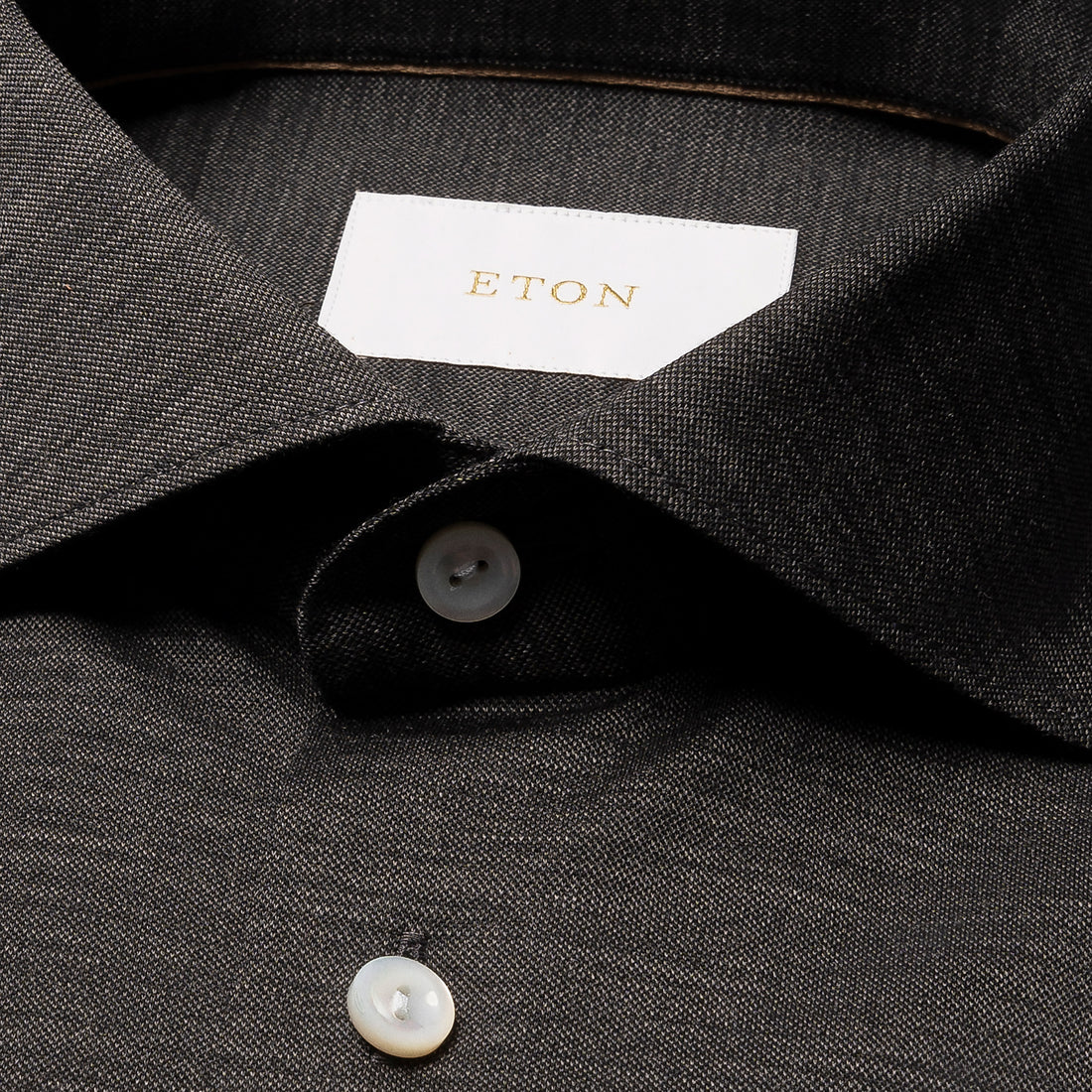 Charcoal Gray Knitted Merino Wool Slim Fit Jersey Shirt - ETON