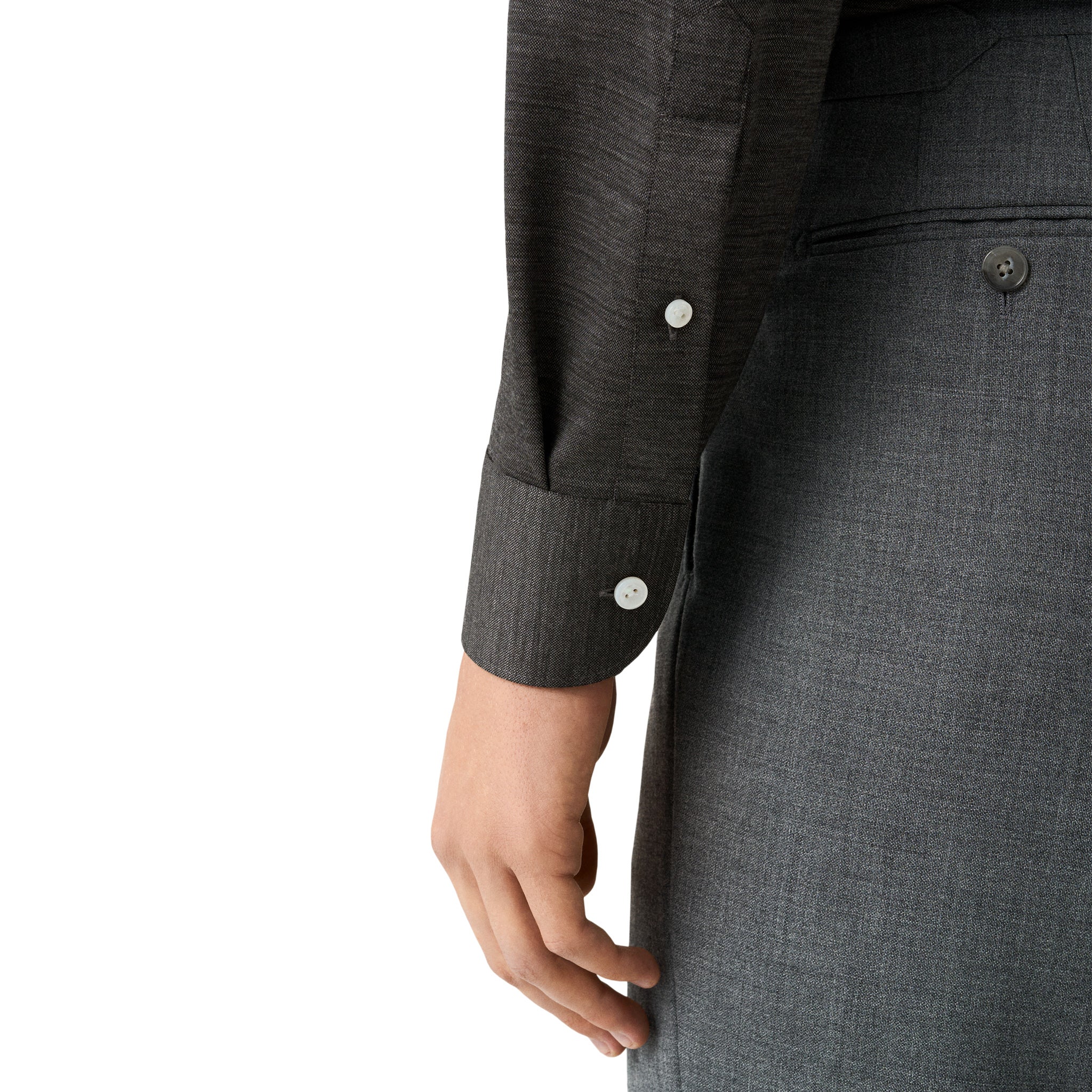 Charcoal Gray Knitted Merino Wool Slim Fit Jersey Shirt - ETON