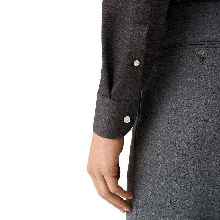 Charcoal Gray Knitted Merino Wool Slim Fit Jersey Shirt - ETON