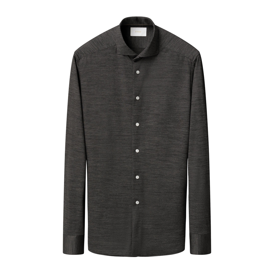 Charcoal Gray Knitted Merino Wool Slim Fit Jersey Shirt - ETON