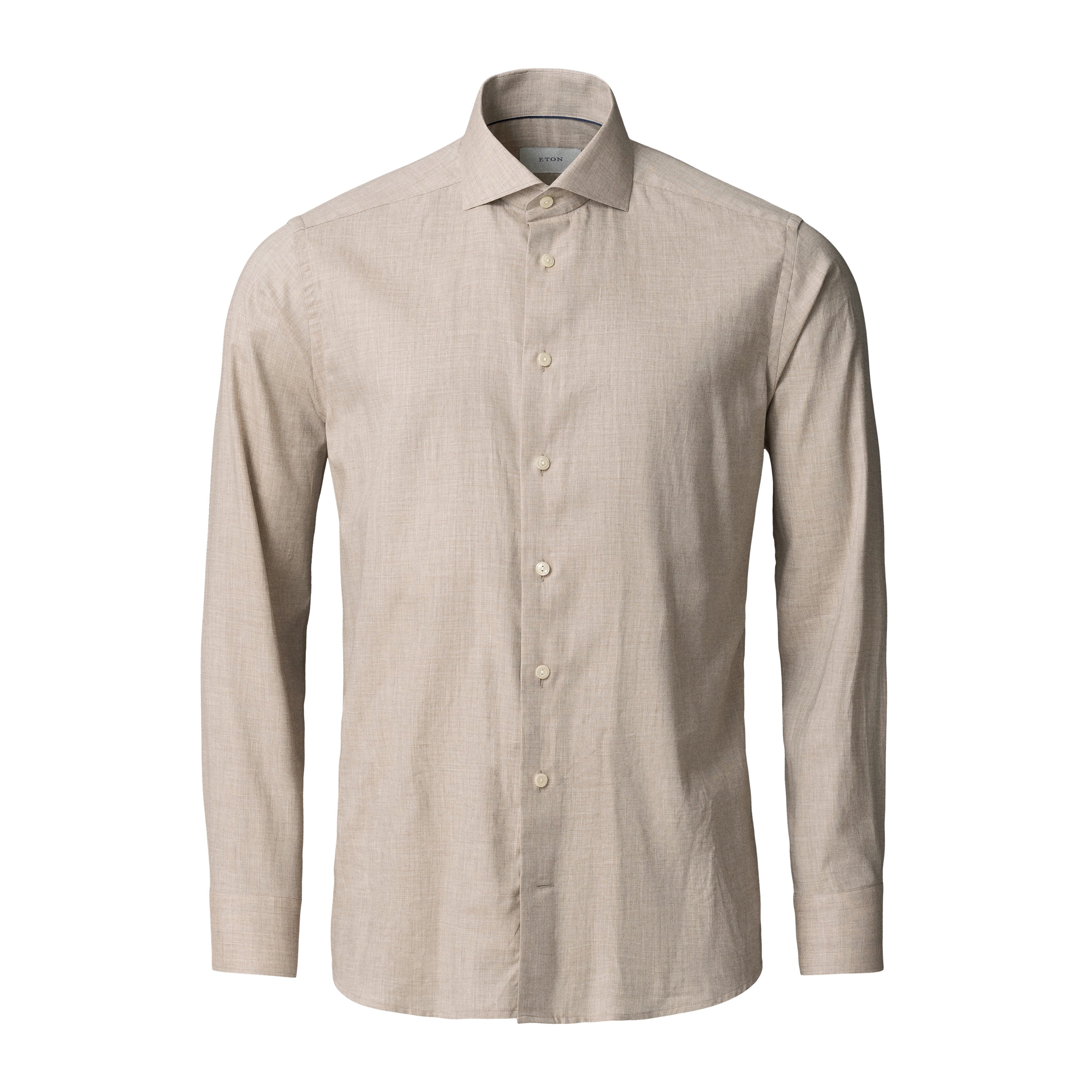Beige Solid Lightweight Signature Flannel Slim Fit Shirt - ETON