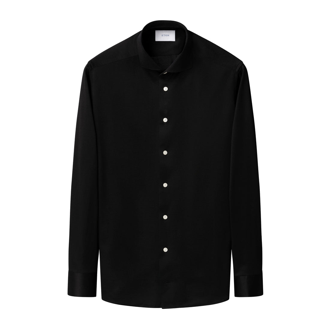 Black Solid Filo Di Scozia Cotton Knit Slim Fit Casual Shirt - ETON