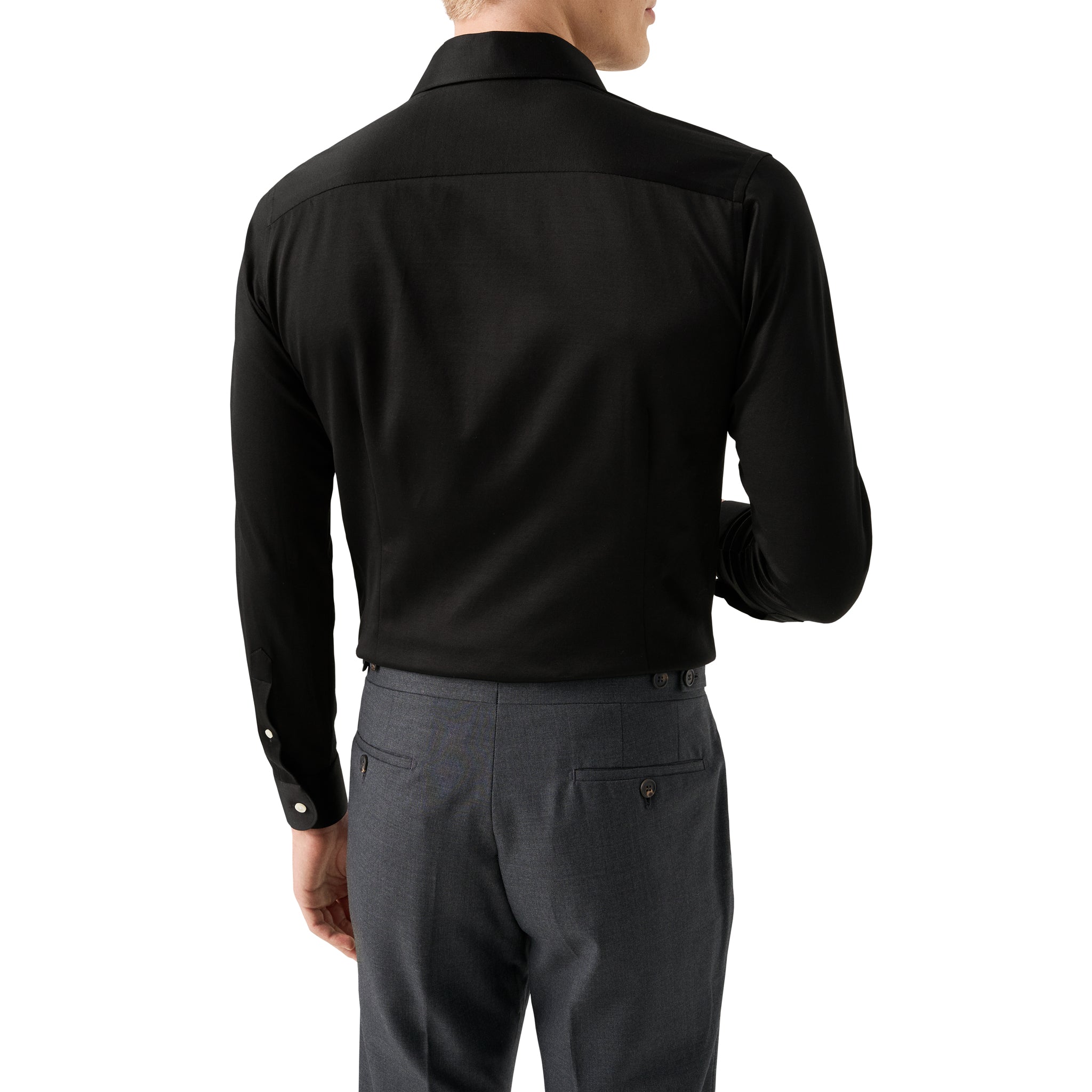 Black Solid Filo Di Scozia Cotton Knit Slim Fit Casual Shirt - ETON