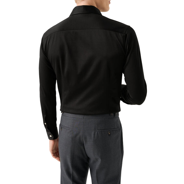 Black Solid Filo Di Scozia Cotton Knit Slim Fit Casual Shirt - ETON