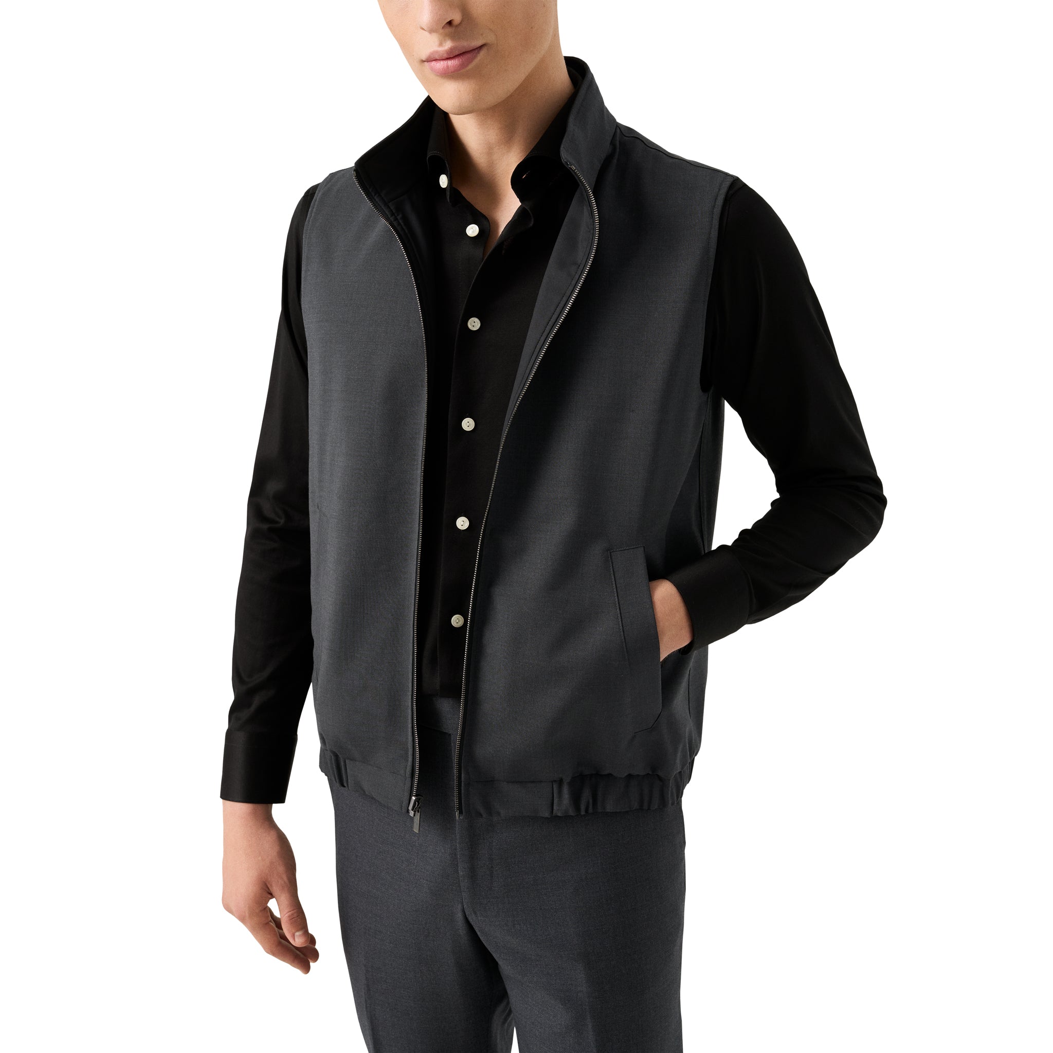 Black Solid Filo Di Scozia Cotton Knit Slim Fit Casual Shirt - ETON