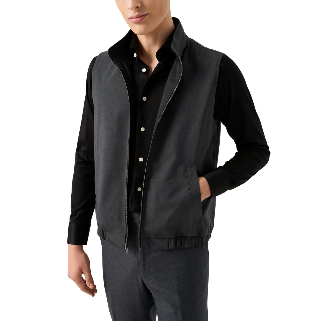 Black Solid Filo Di Scozia Cotton Knit Slim Fit Casual Shirt - ETON