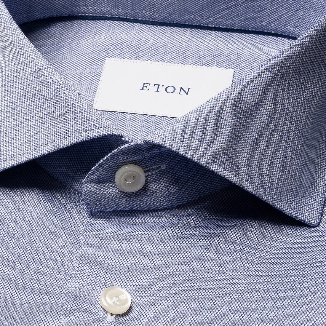 Indigo Blue Filo Di Scozia Knitted Cotton Slim Fit Casual Shirt - ETON