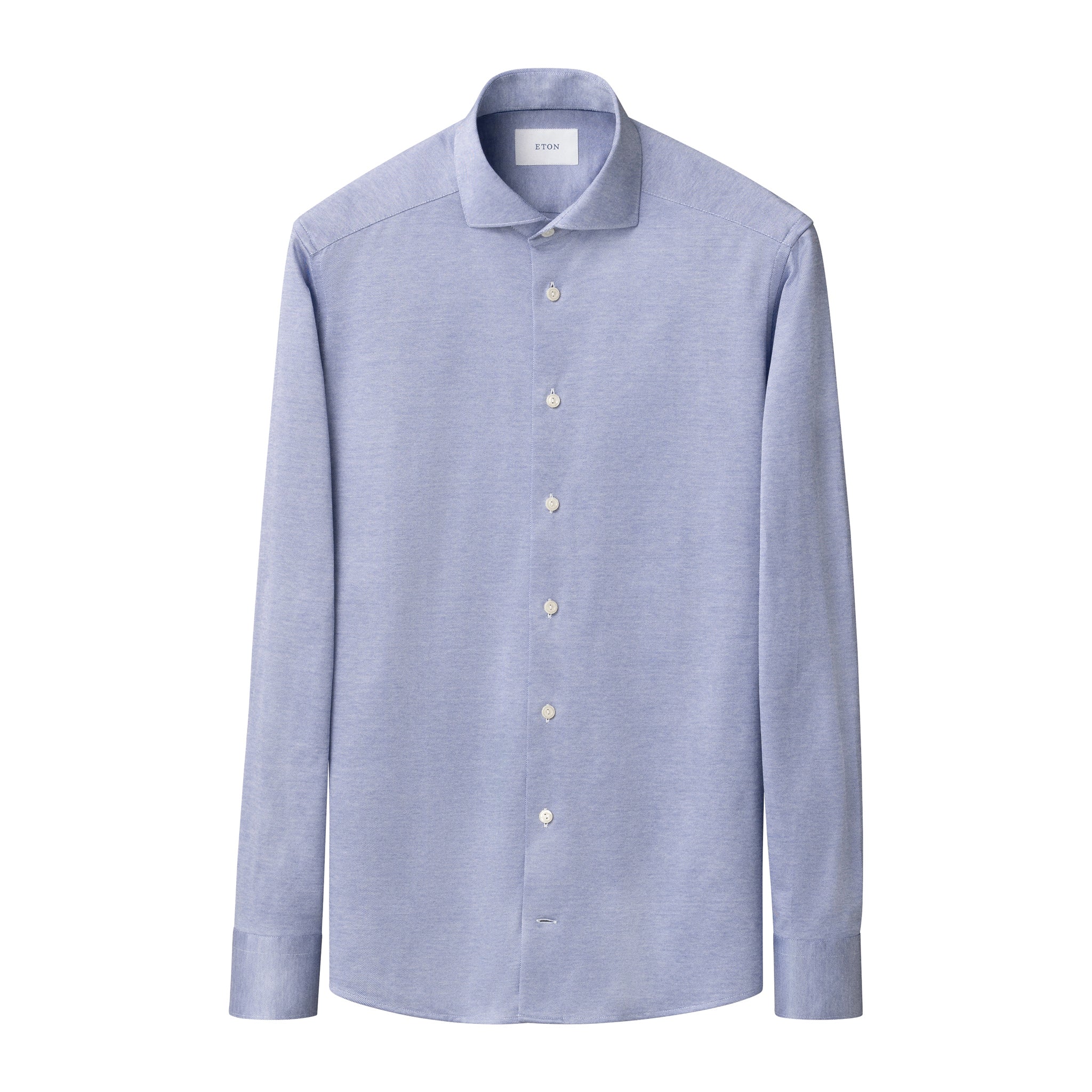 Indigo Blue Filo Di Scozia Knitted Cotton Slim Fit Casual Shirt - ETON
