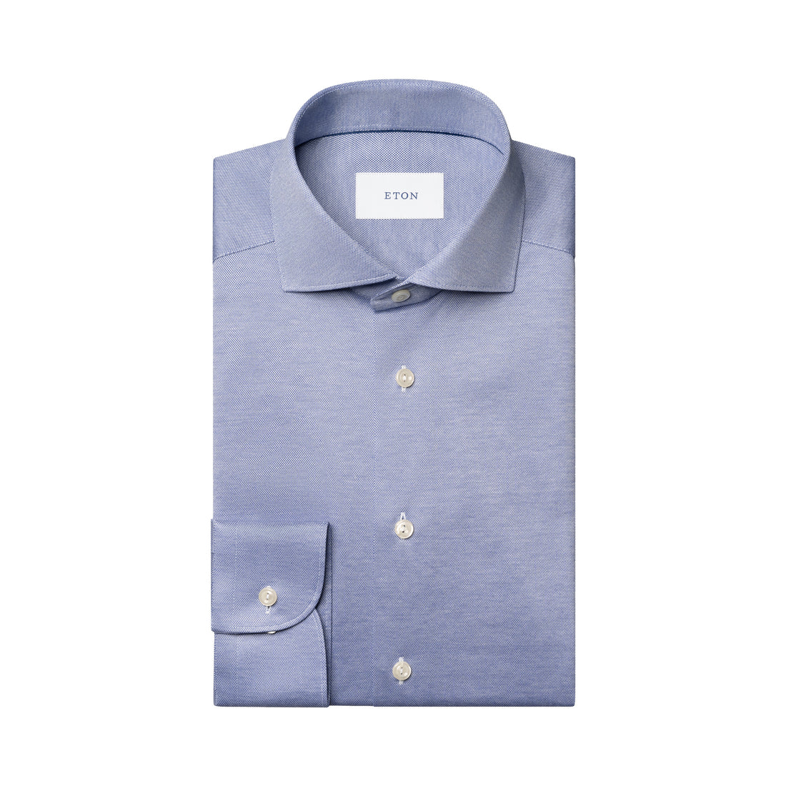 Indigo Blue Filo Di Scozia Knitted Cotton Slim Fit Casual Shirt - ETON