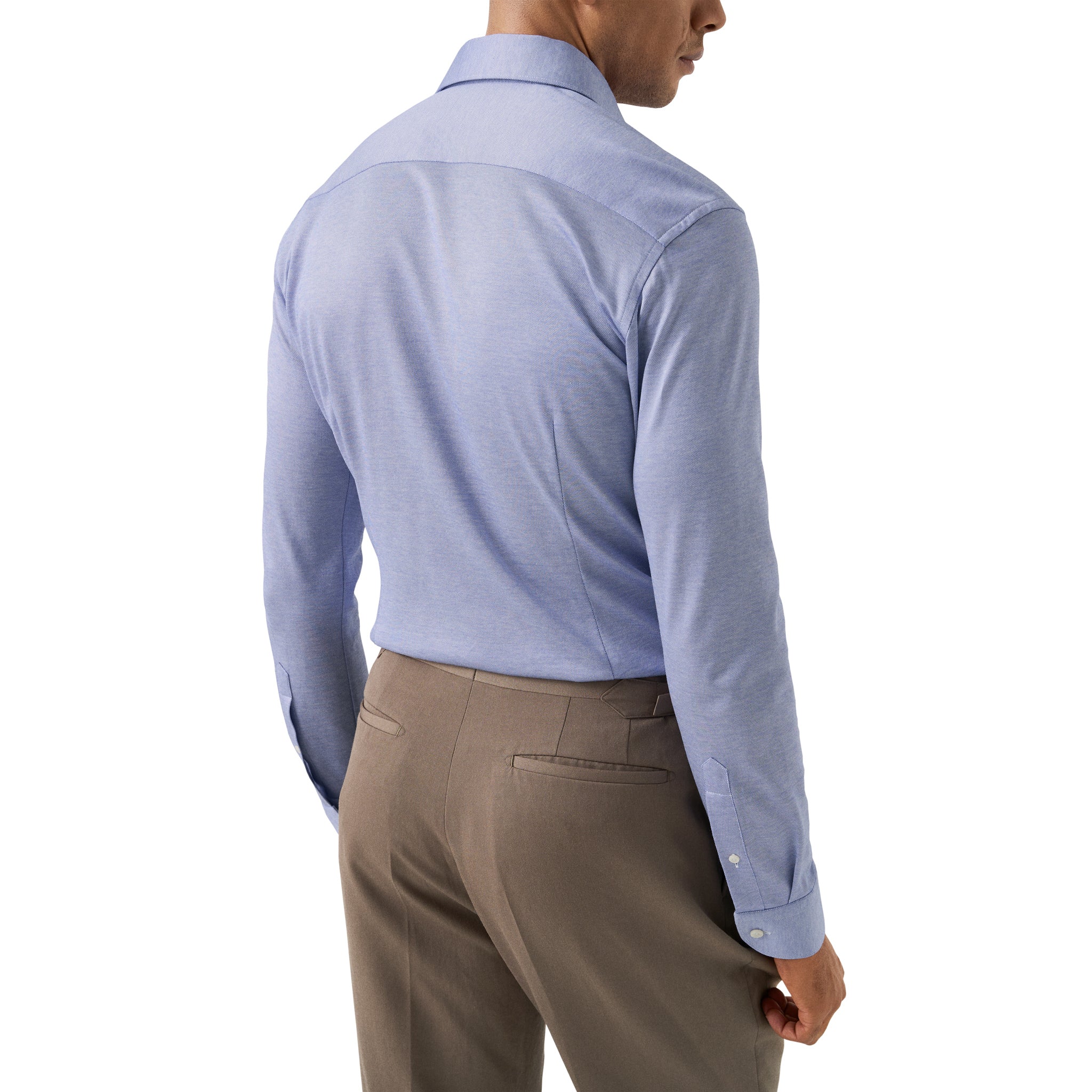Indigo Blue Filo Di Scozia Knitted Cotton Slim Fit Casual Shirt - ETON