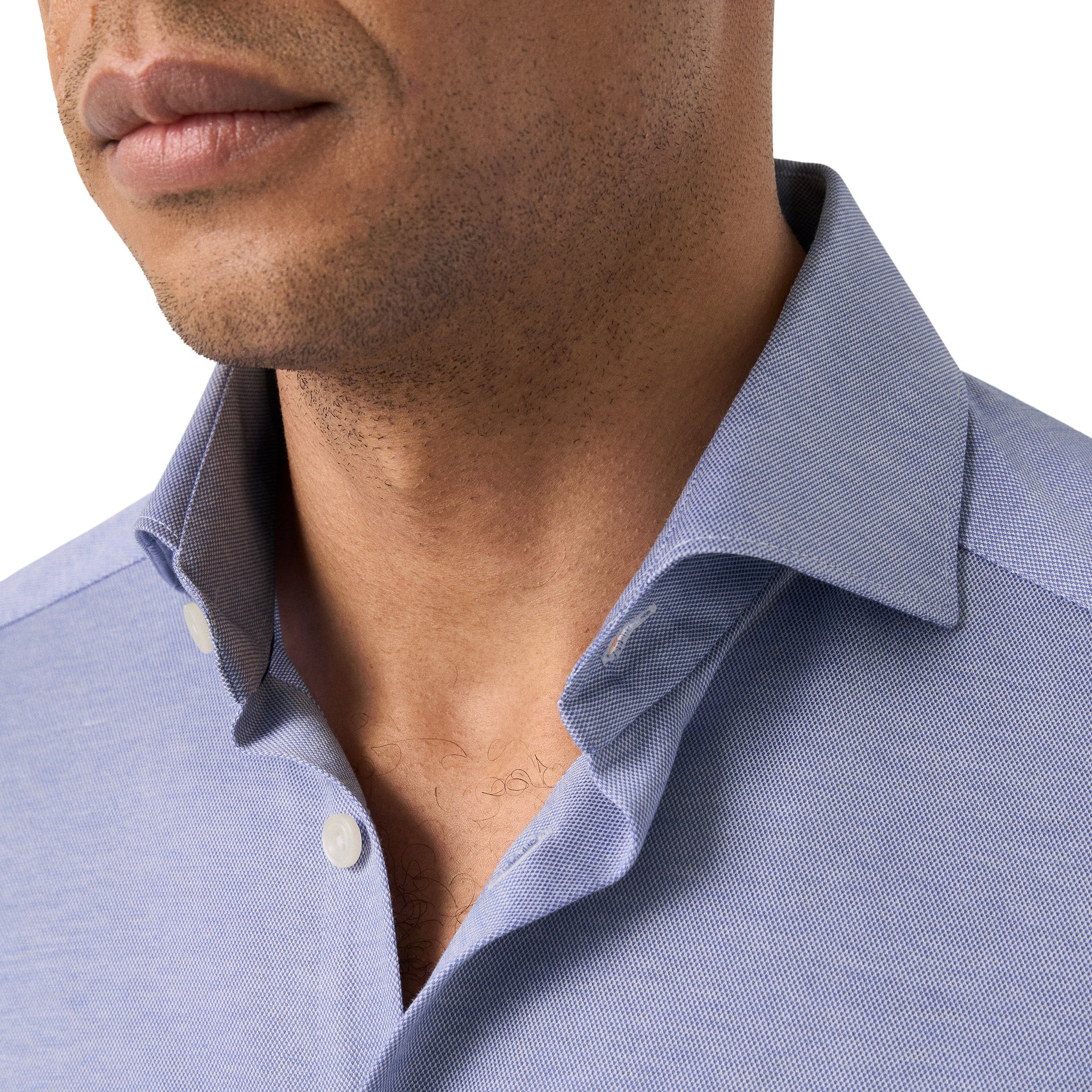Indigo Blue Filo Di Scozia Knitted Cotton Slim Fit Casual Shirt - ETON