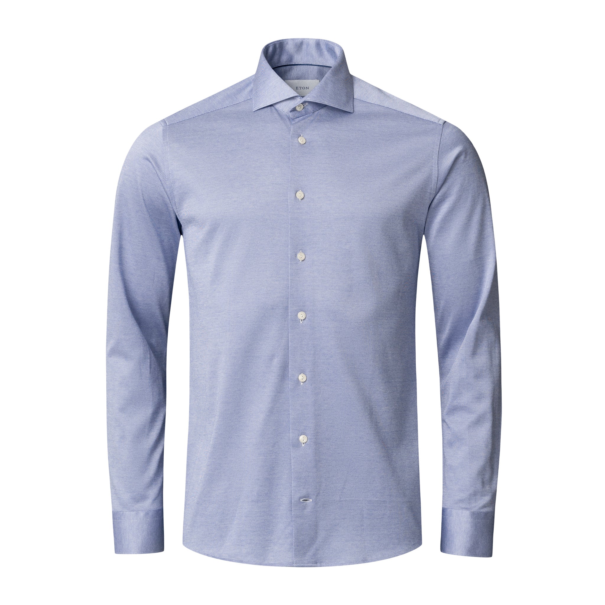 Indigo Blue Filo Di Scozia Knitted Cotton Slim Fit Casual Shirt - ETON