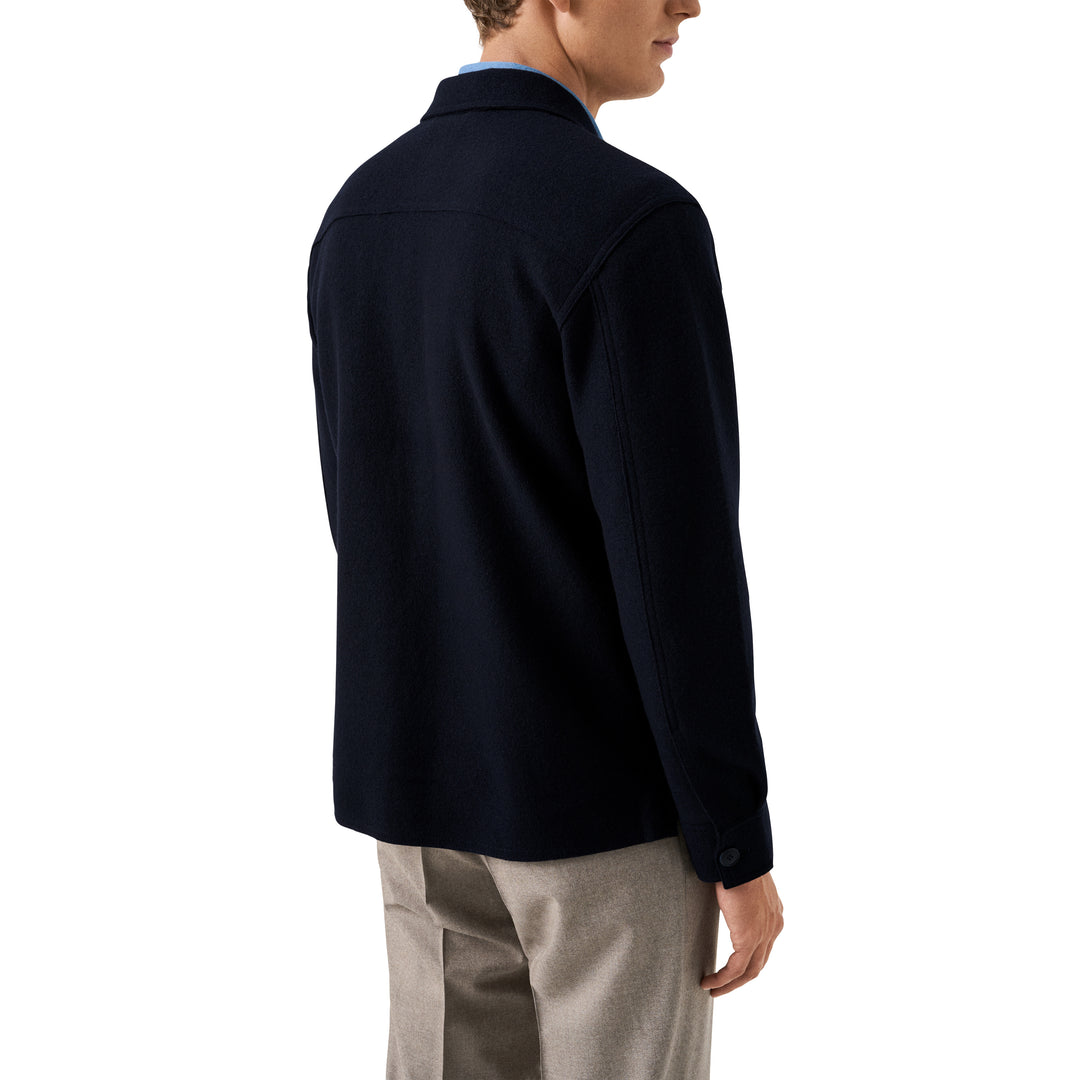 Navy Blue Boiled Wool Overshirt - ETON