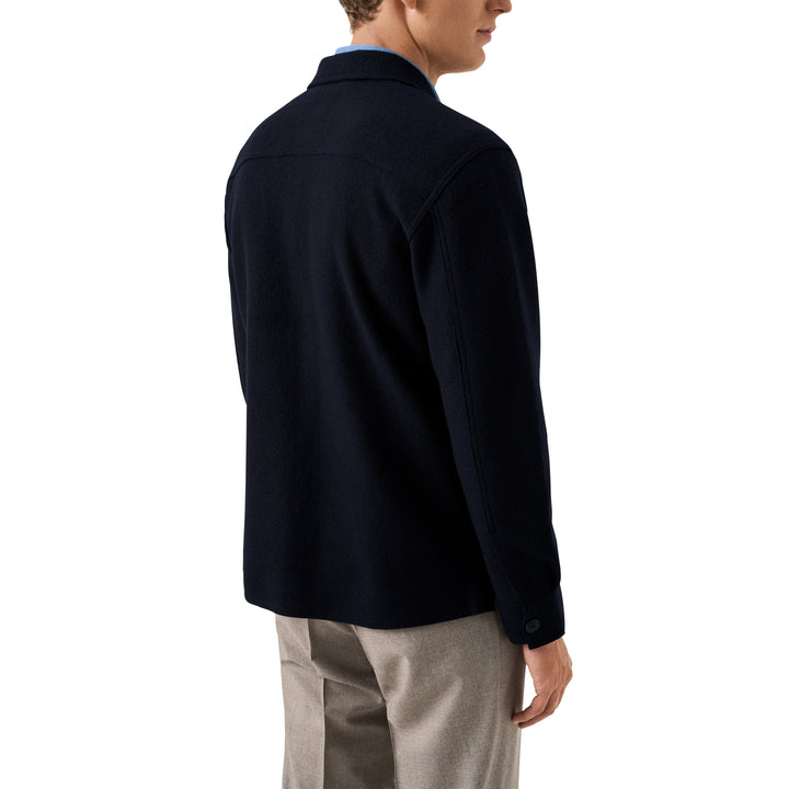 Navy Blue Boiled Wool Overshirt - ETON