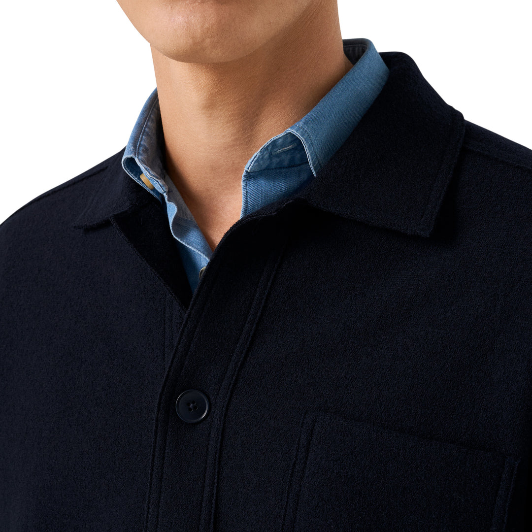 Navy Blue Boiled Wool Overshirt - ETON