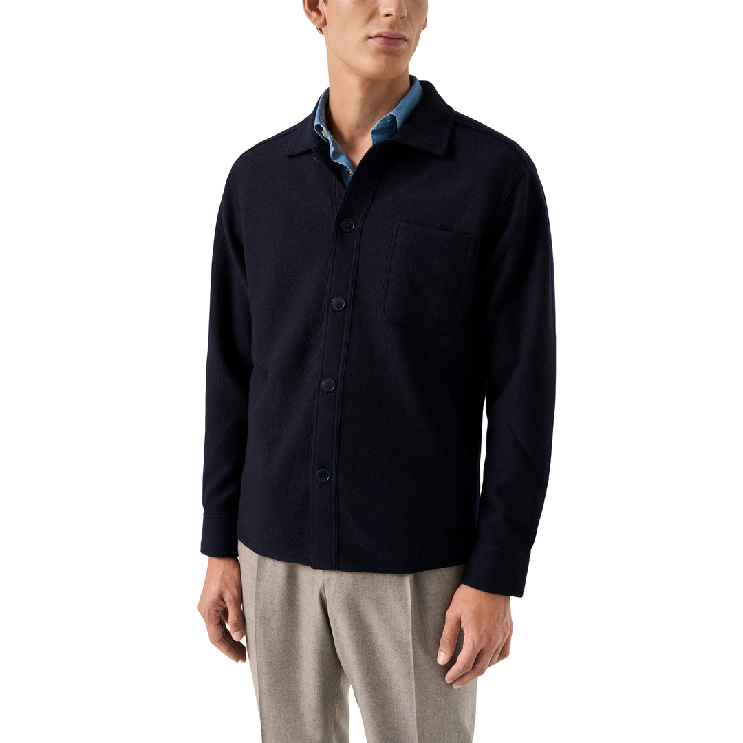 Navy Blue Boiled Wool Overshirt - ETON