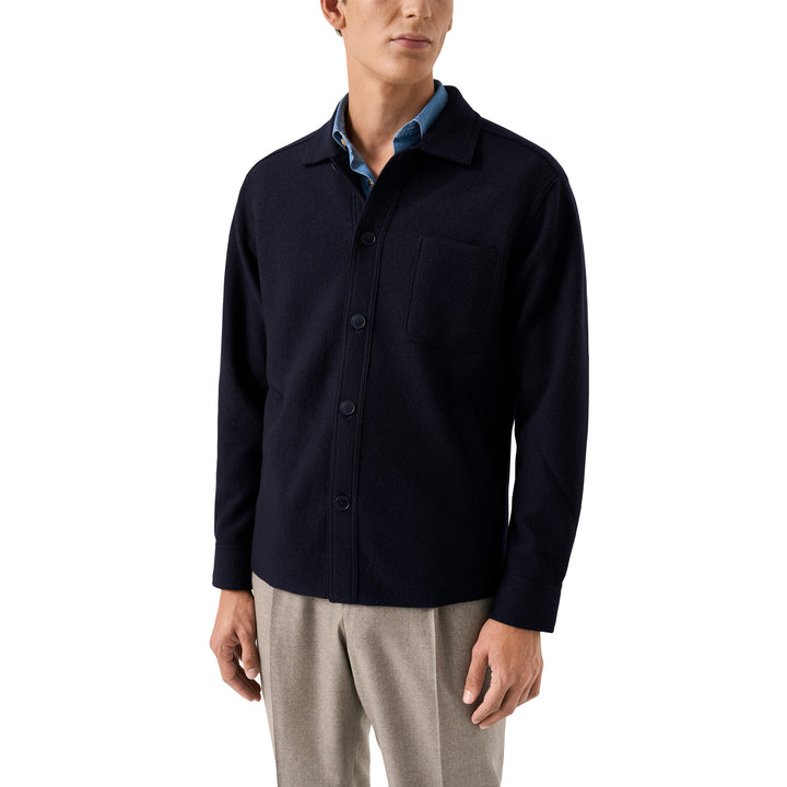 Navy Blue Boiled Wool Overshirt - ETON