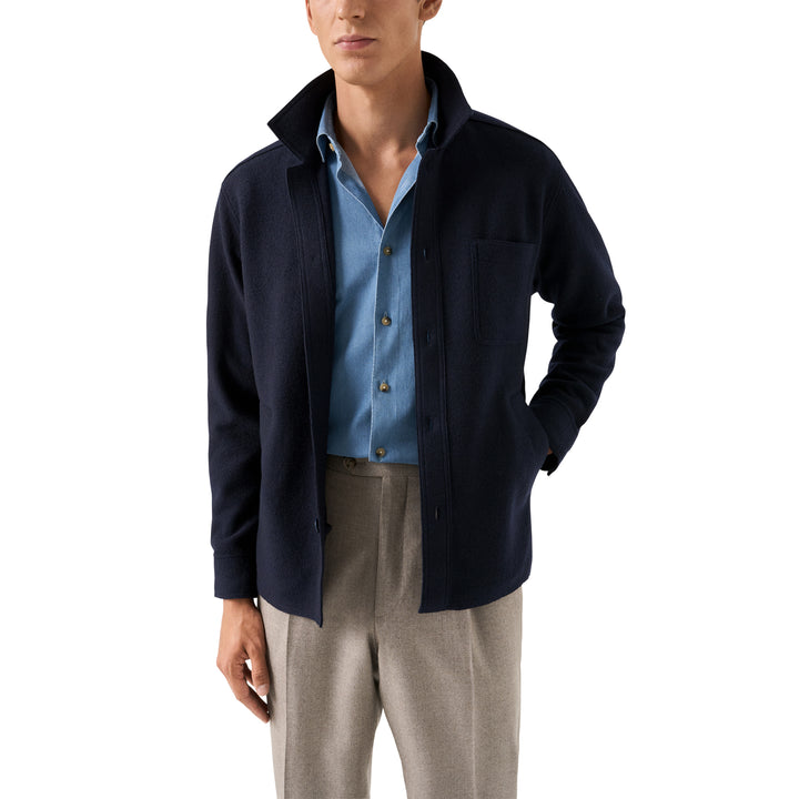 Navy Blue Boiled Wool Overshirt - ETON