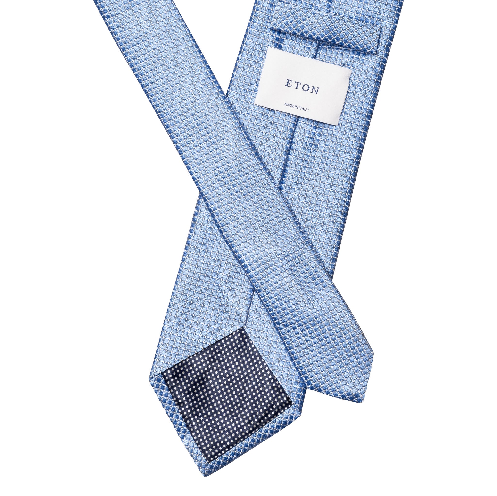 Blue Geometric Satin Woven Silk Tie - ETON