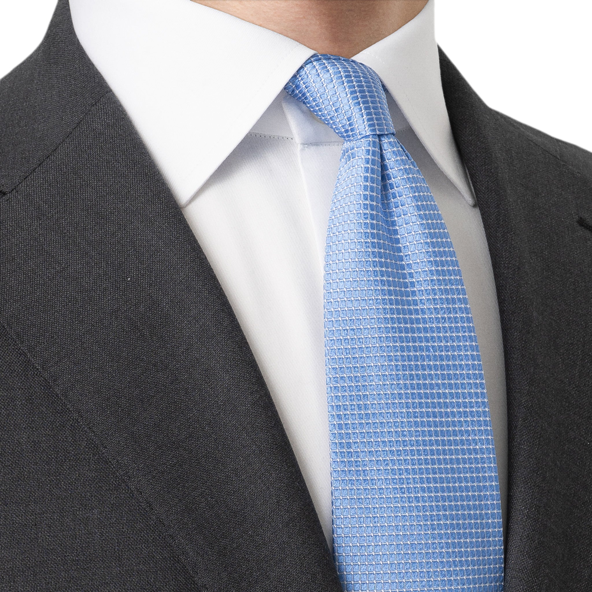 Blue Geometric Satin Woven Silk Tie - ETON