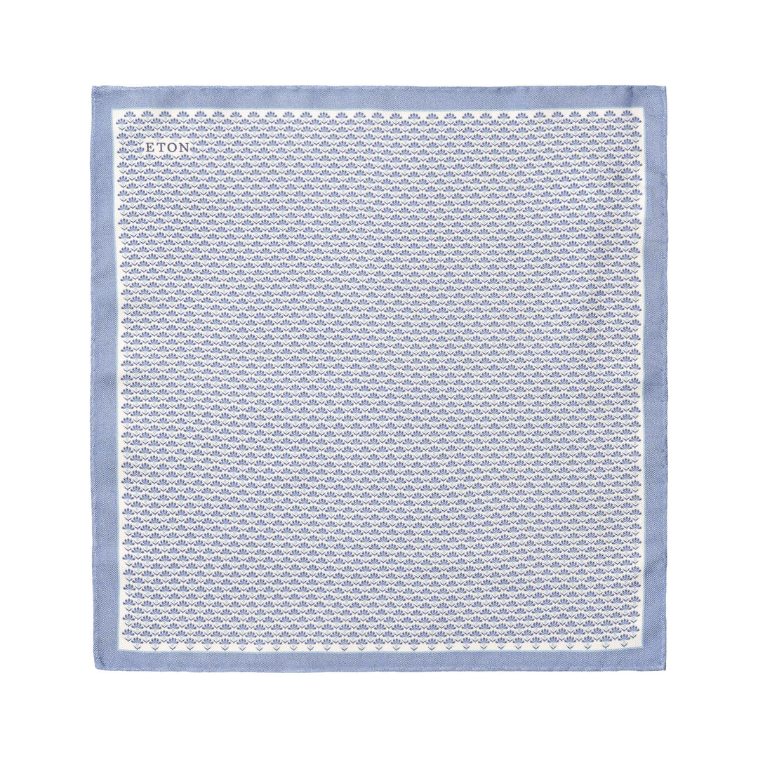 Mid Blue Floral Oxford Silk Pocket Square - ETON