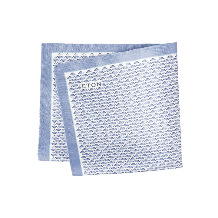Mid Blue Floral Oxford Silk Pocket Square - ETON