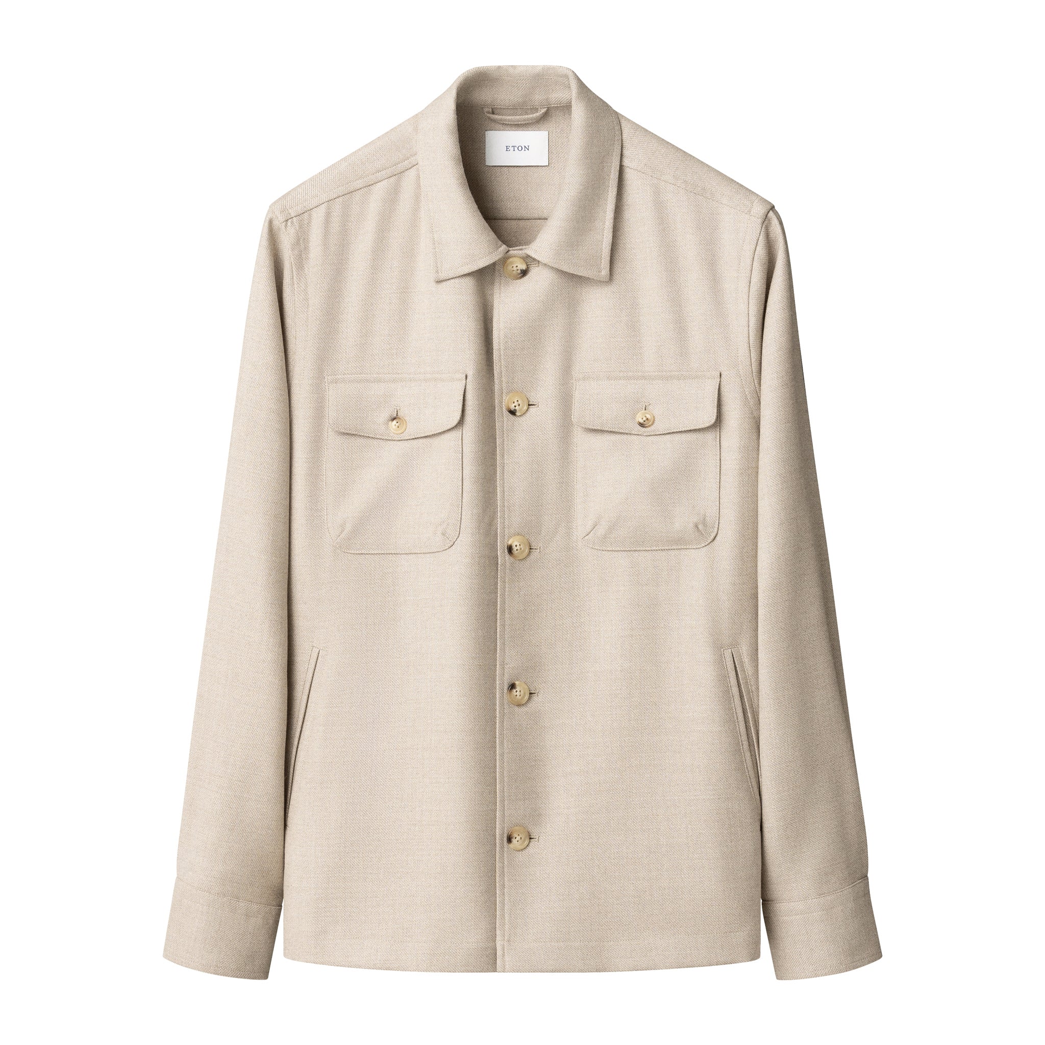 Beige Four Pocket Wool-Cashmere Overshirt - ETON