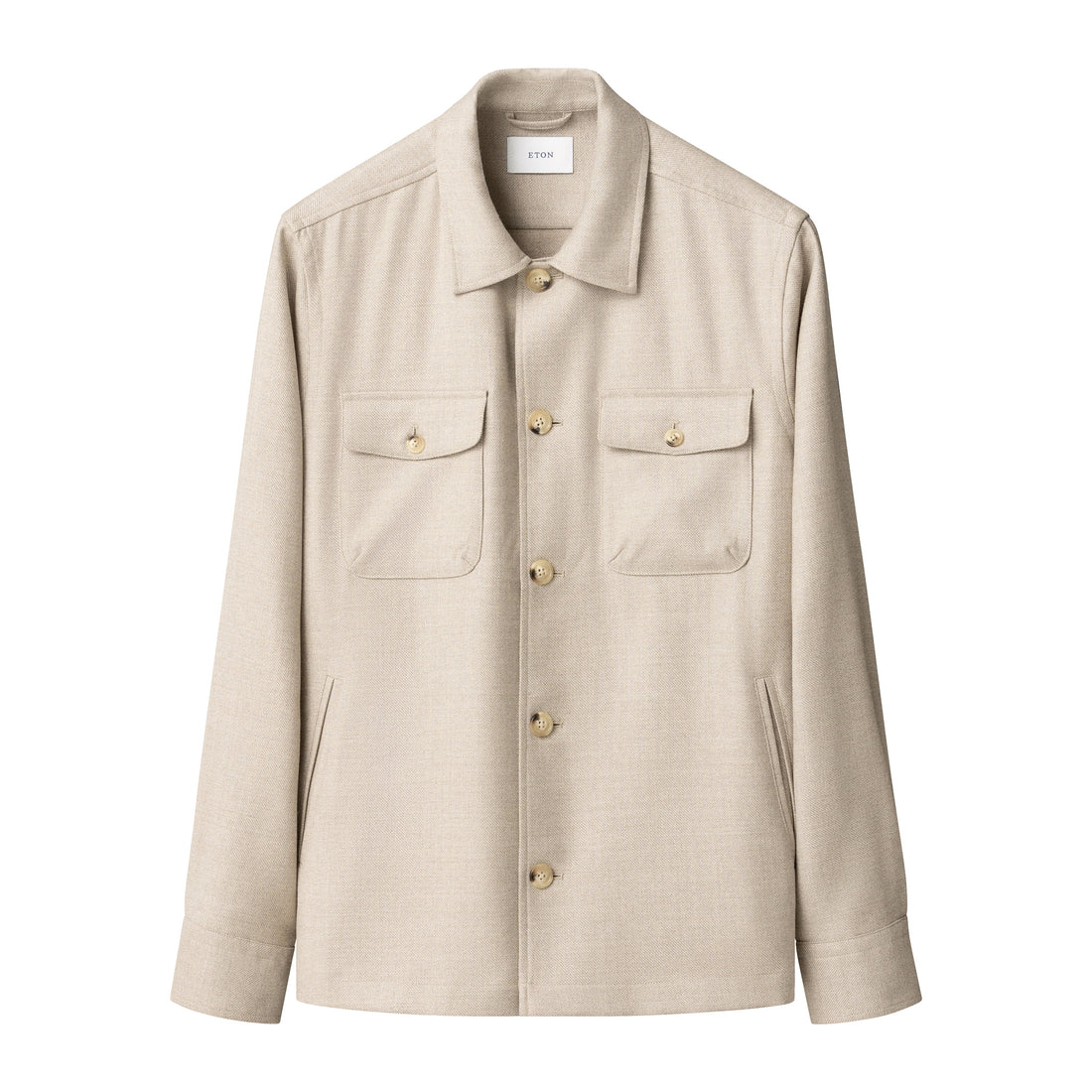Beige Four Pocket Wool-Cashmere Overshirt - ETON