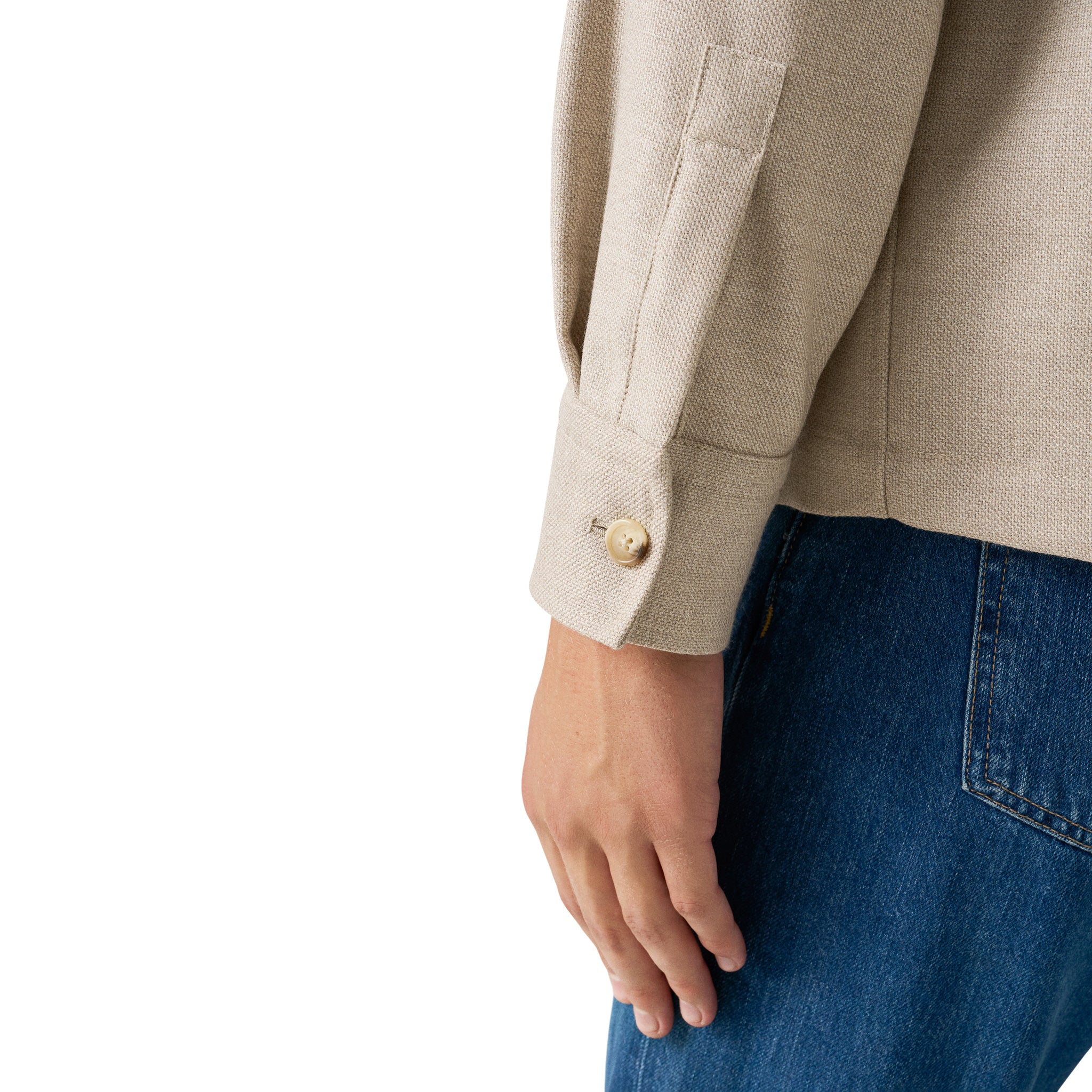Beige Four Pocket Wool-Cashmere Overshirt - ETON
