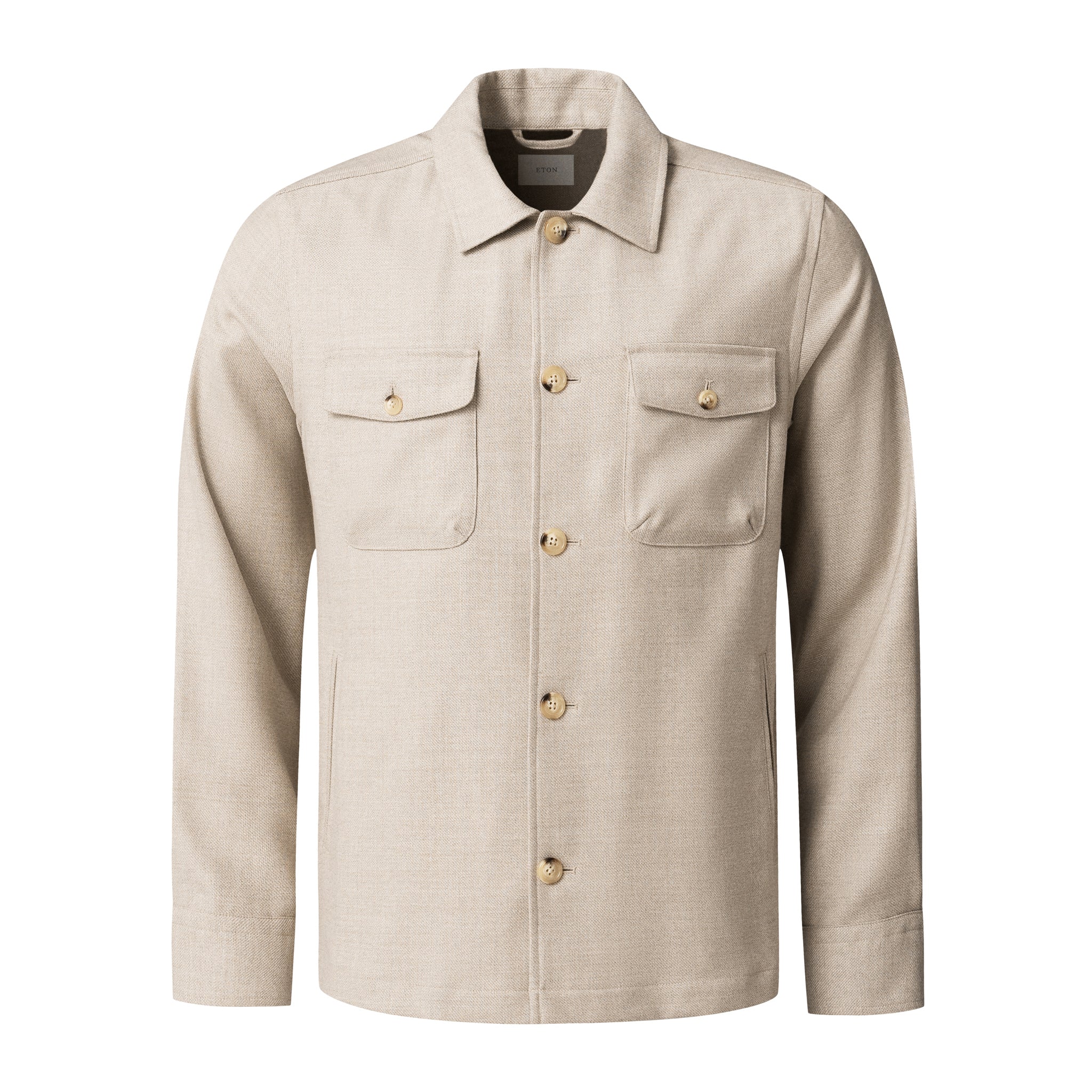 Beige Four Pocket Wool-Cashmere Overshirt - ETON