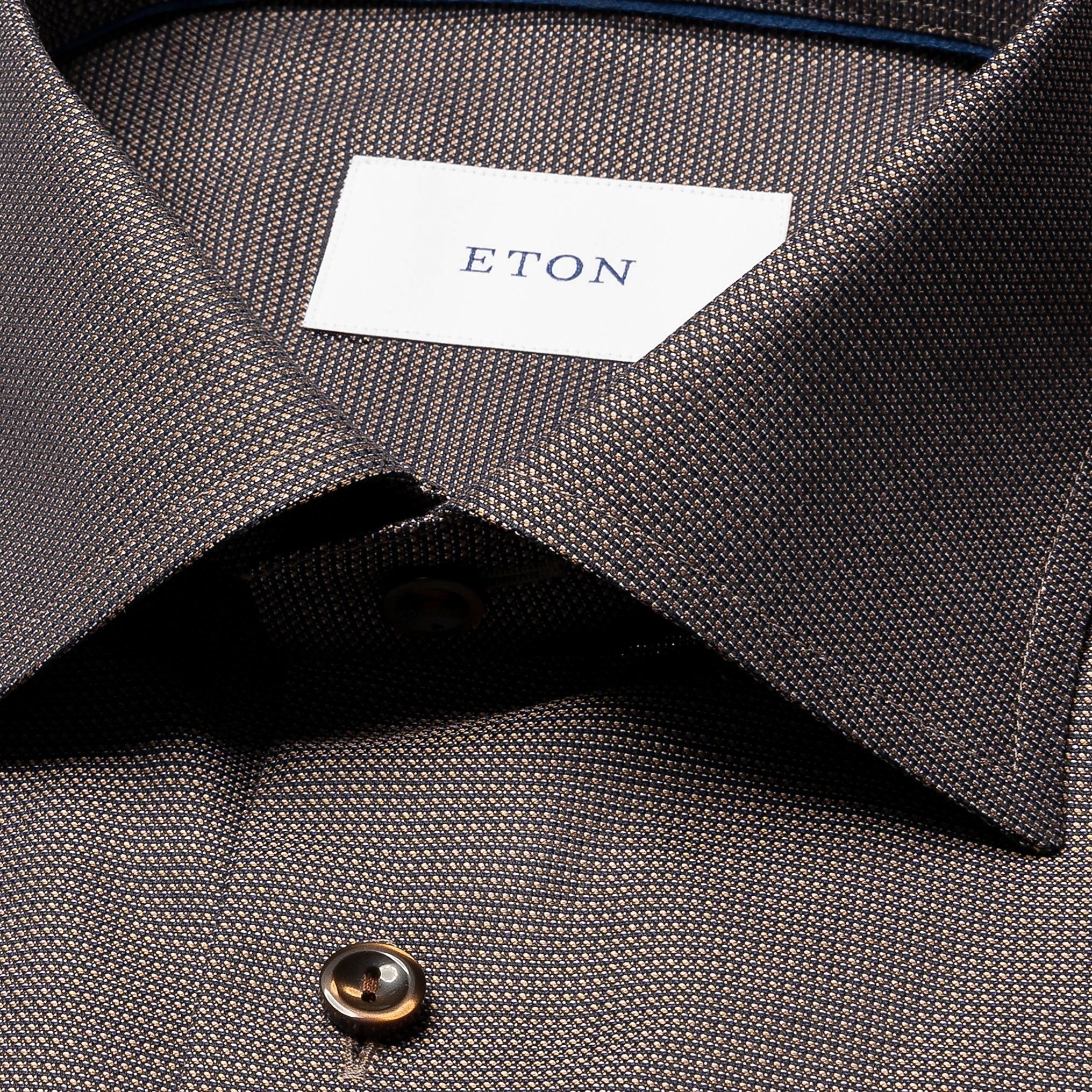 Dark Brown Semi-Solid Royal Oxford Slim Fit Shirt - ETON