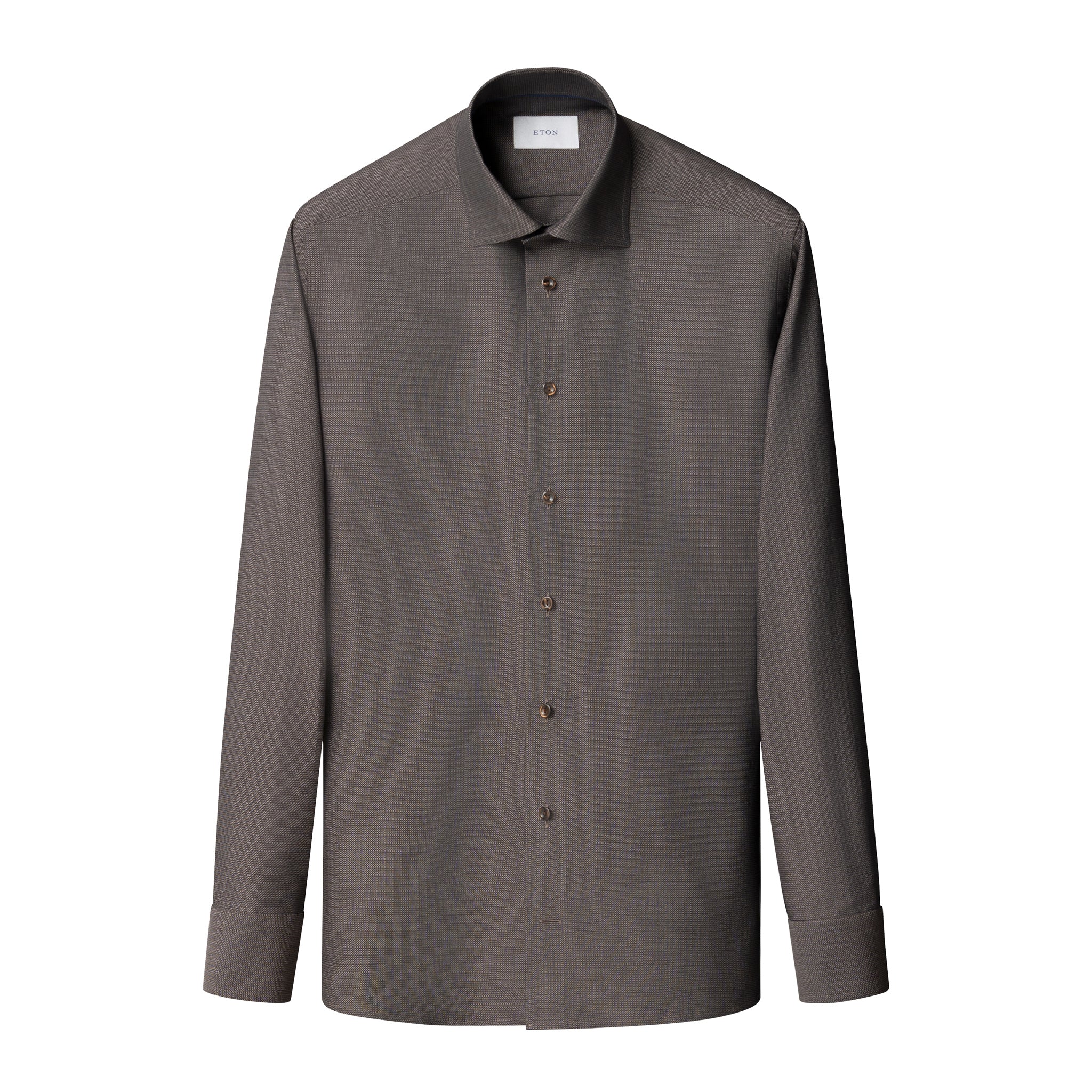 Dark Brown Semi-Solid Royal Oxford Slim Fit Shirt - ETON