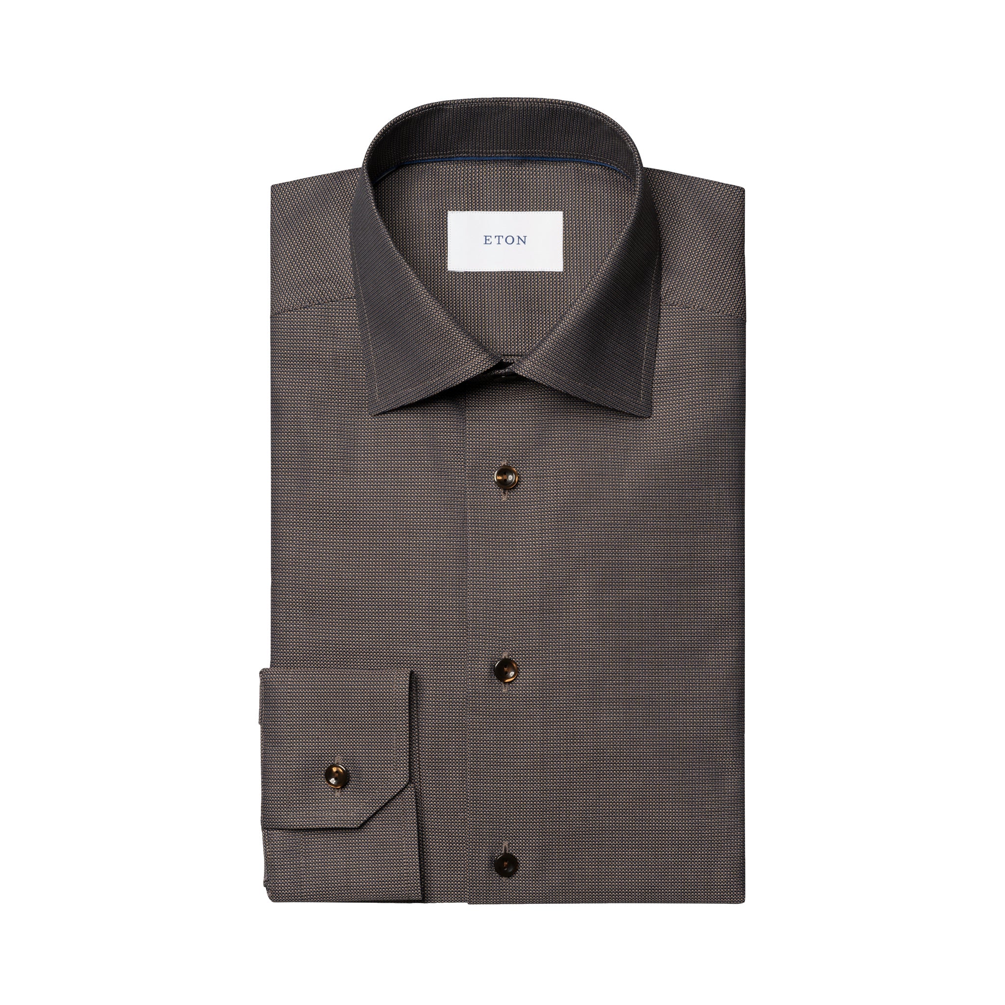 Dark Brown Semi-Solid Royal Oxford Slim Fit Shirt - ETON