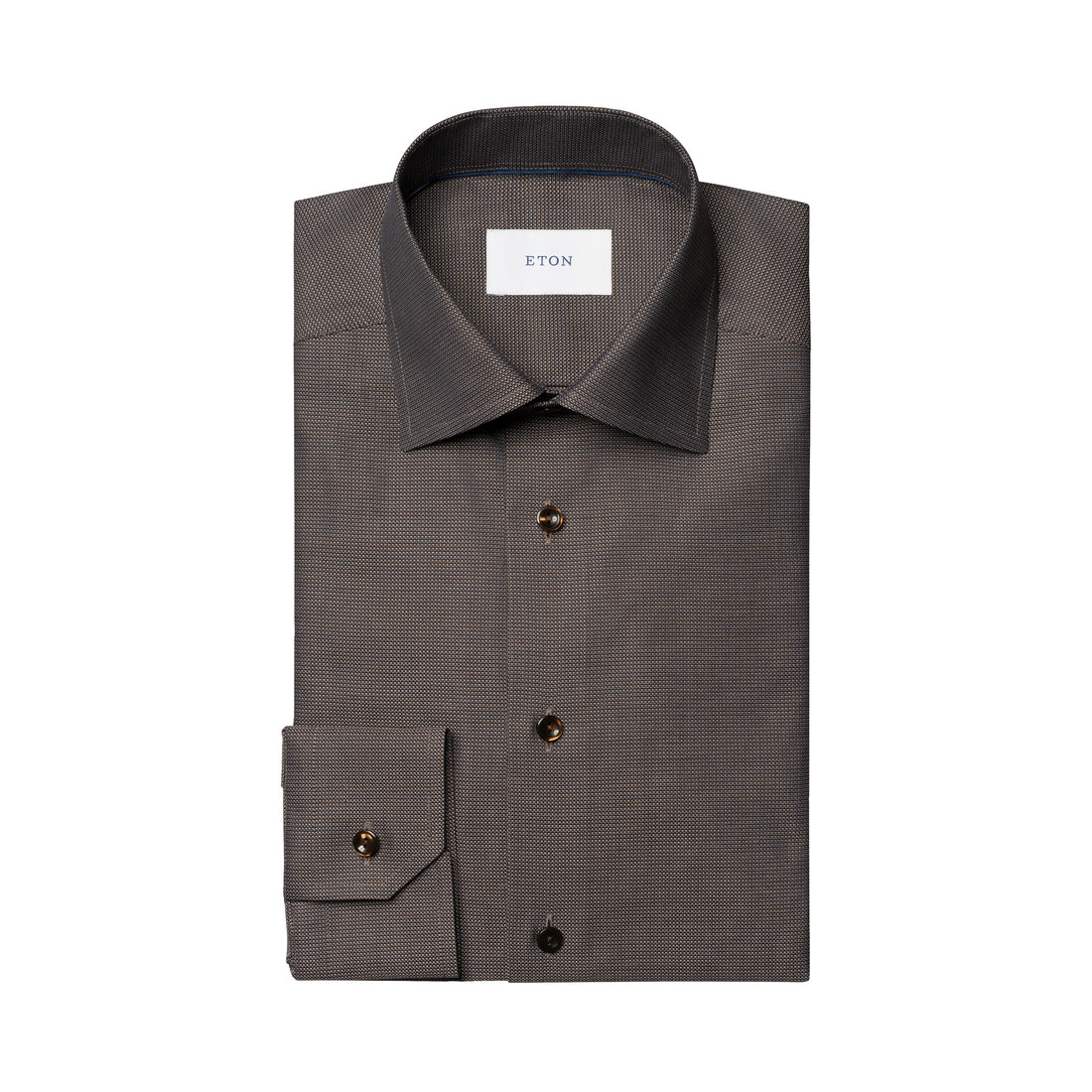 Dark Brown Semi-Solid Royal Oxford Slim Fit Shirt - ETON