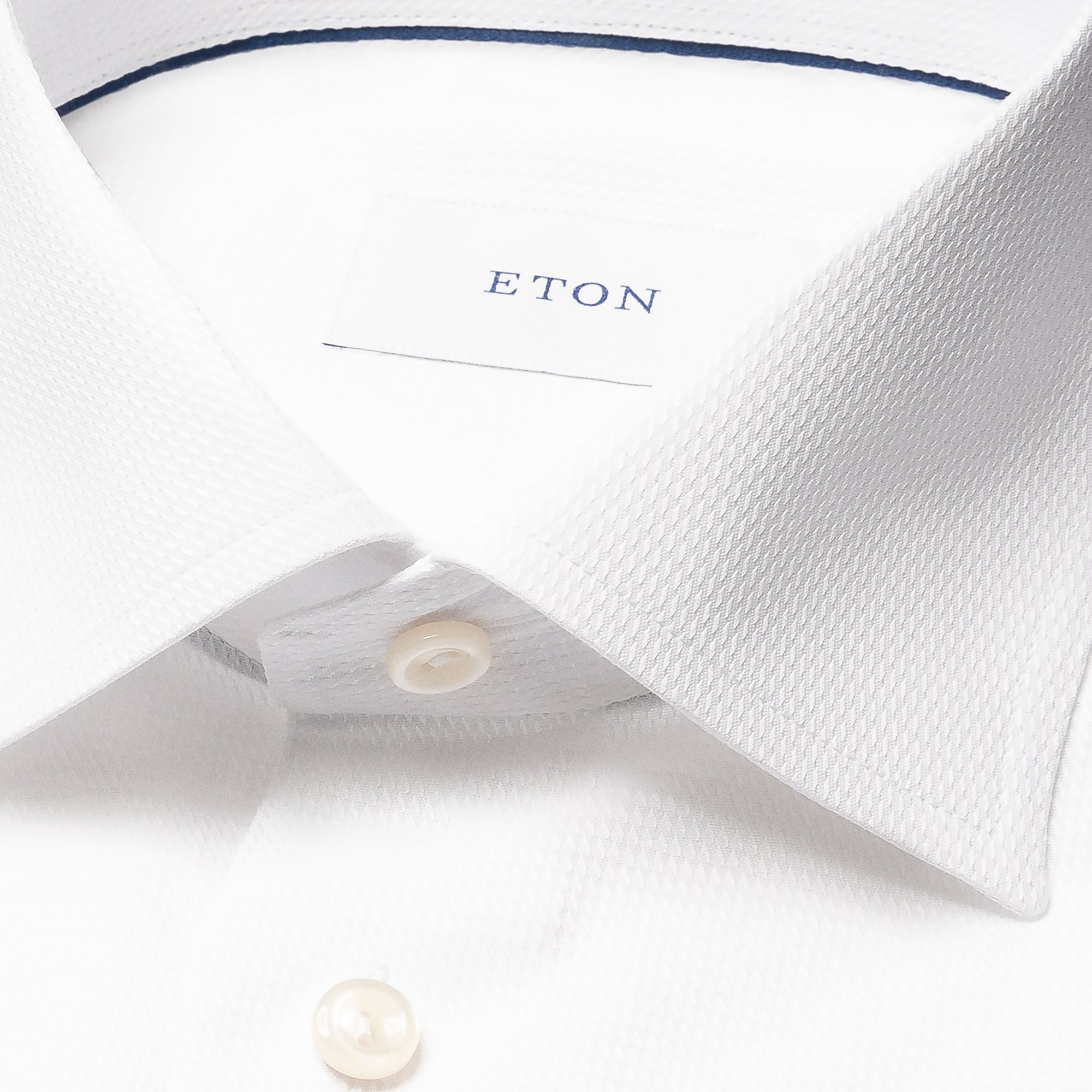 White Semi-Solid Dobby Slim Fit Dress Shirt - ETON