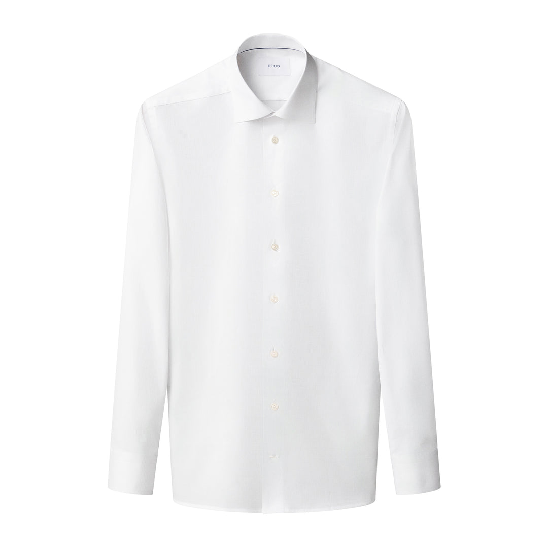 White Semi-Solid Dobby Slim Fit Dress Shirt - ETON