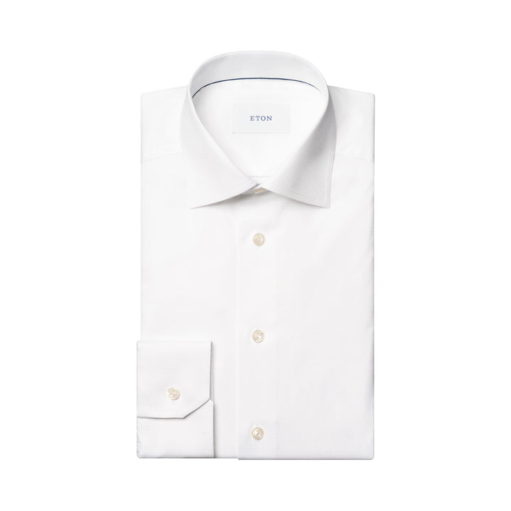 White Semi-Solid Dobby Slim Fit Dress Shirt - ETON
