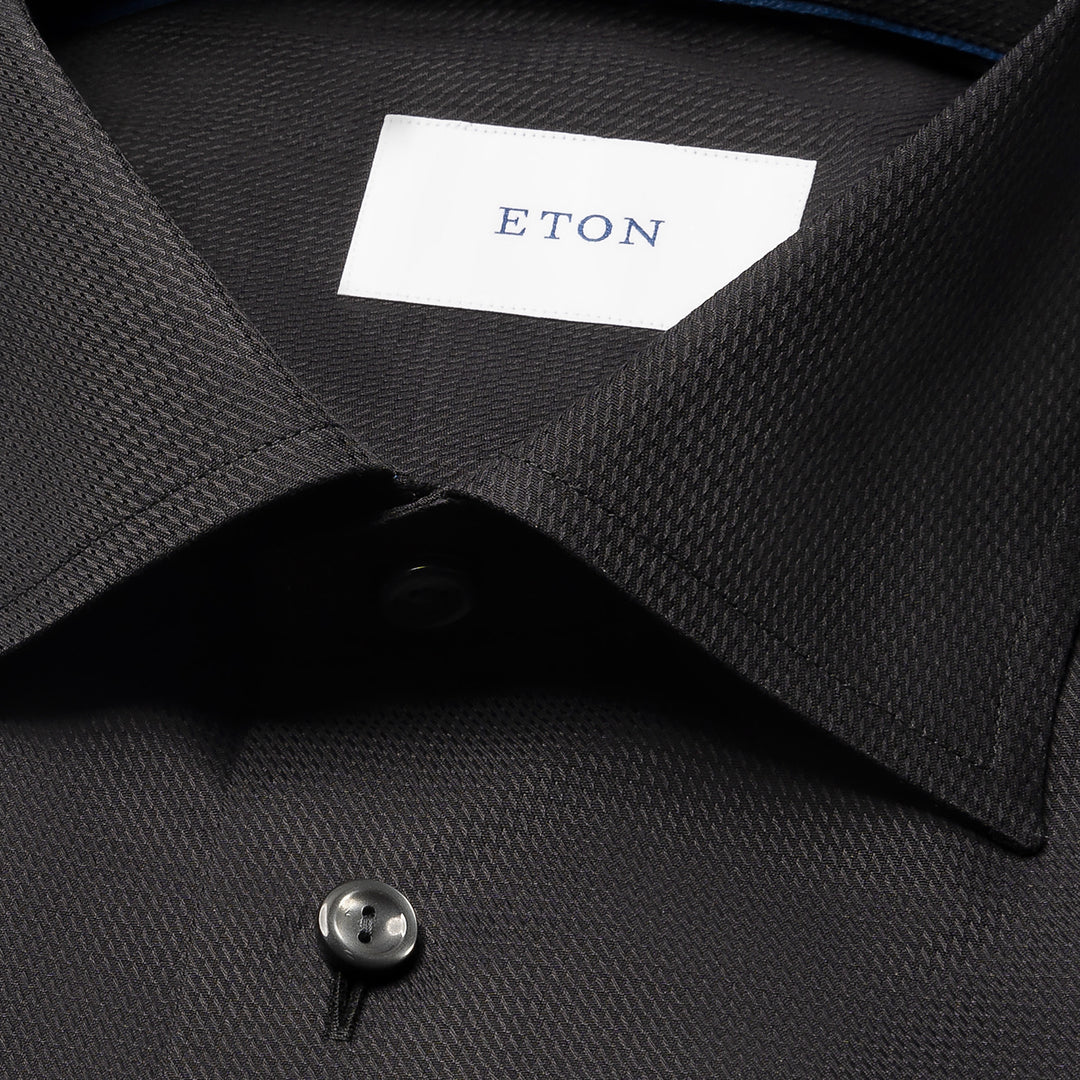 Black Semi-Solid Dobby Slim Fit Dress Shirt - ETON